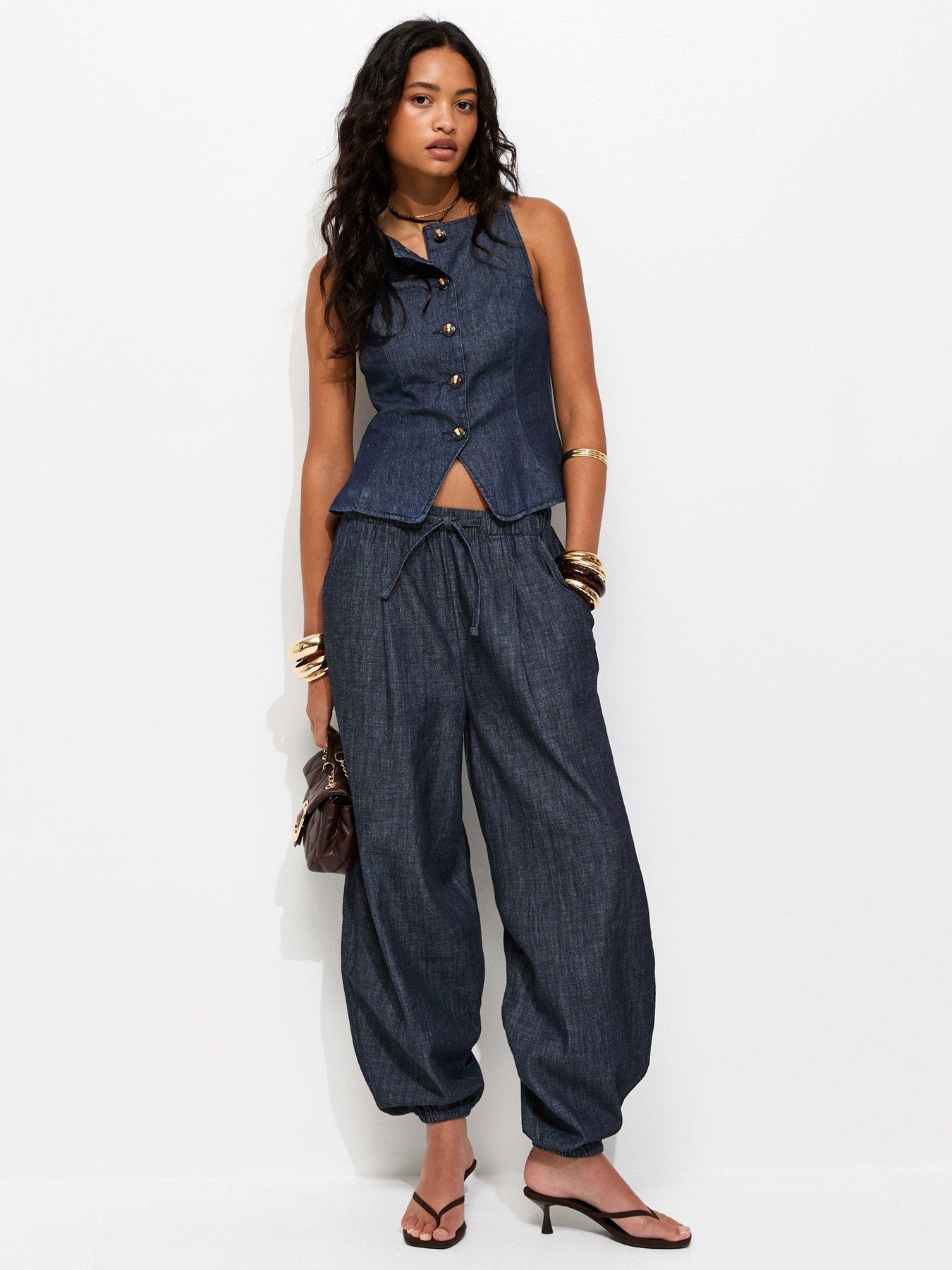 Image 4 of 6 of New Look Indigo Wash Square Neck Waistcoat