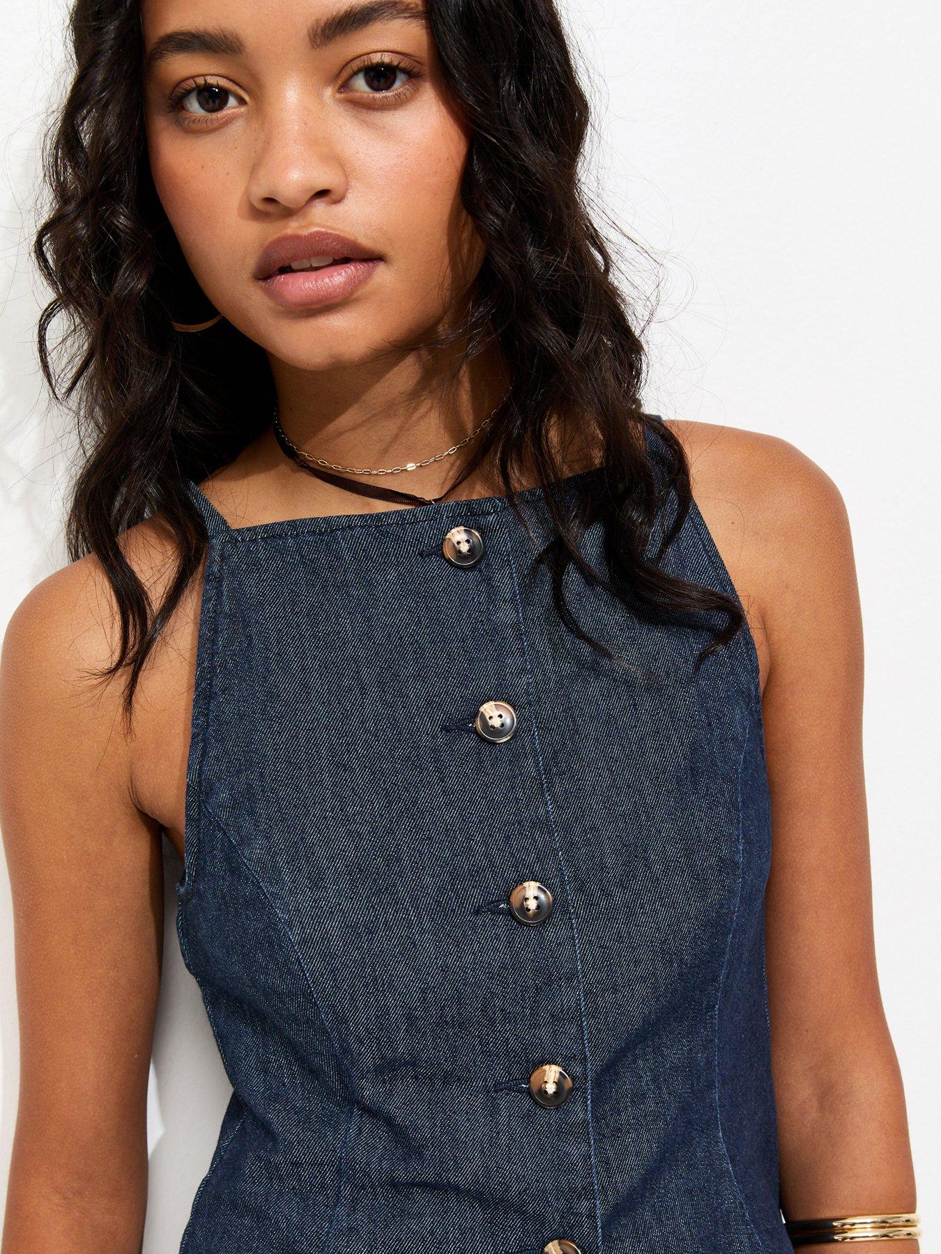 Image 5 of 6 of New Look Indigo Wash Square Neck Waistcoat