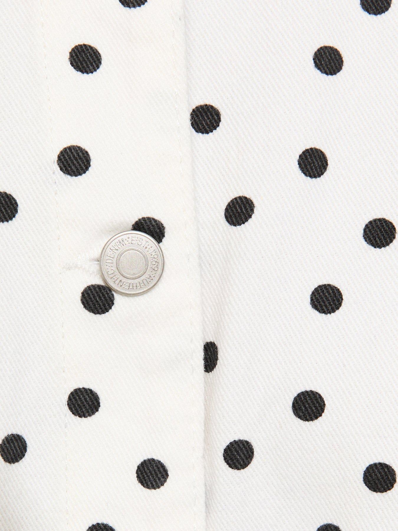 Image 5 of 5 of New Look White Polka Dot Denim Mini Dress