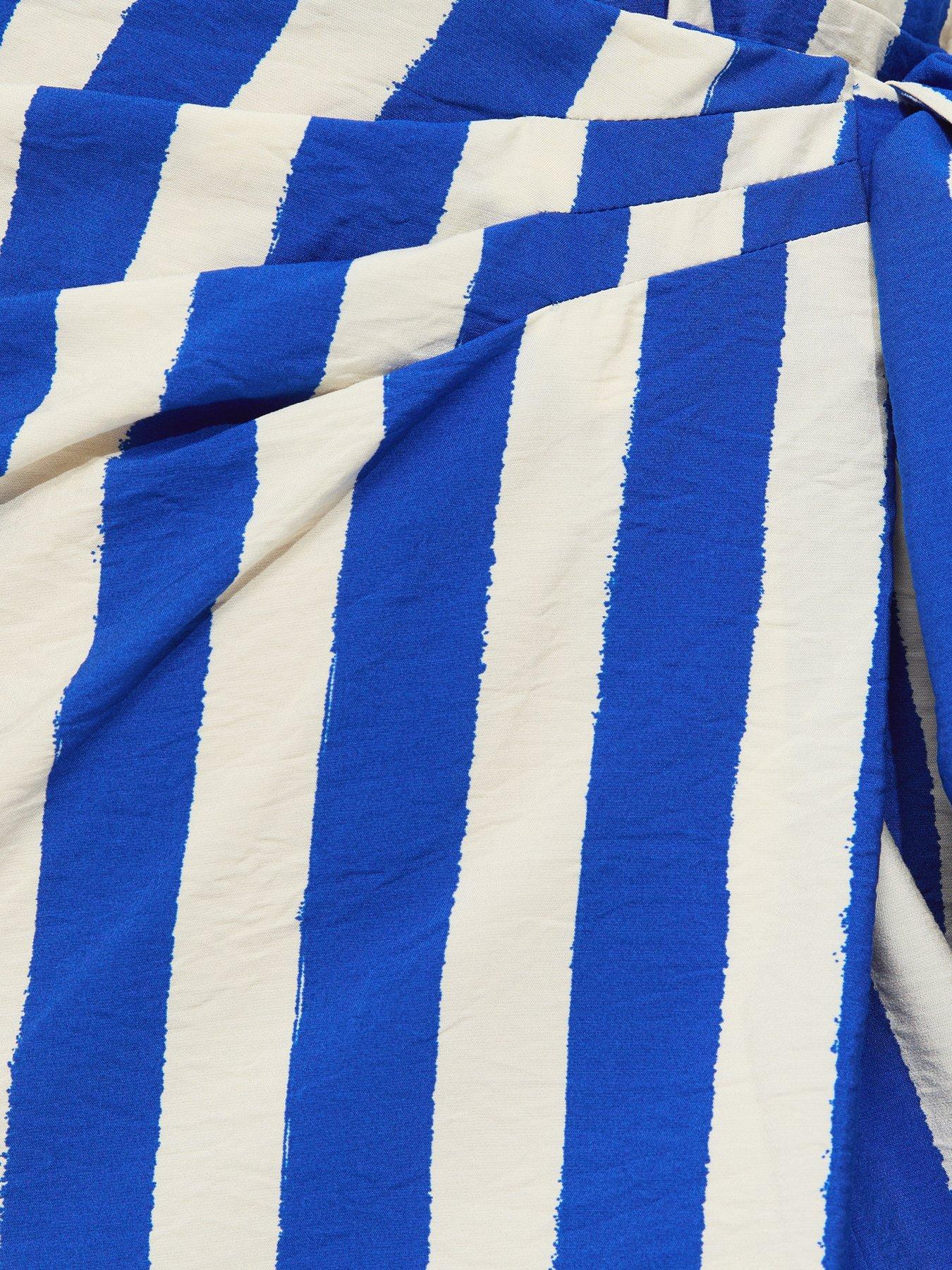 Image 5 of 5 of New Look Stripe Tie Waist Midi Shirt Dress - Blue