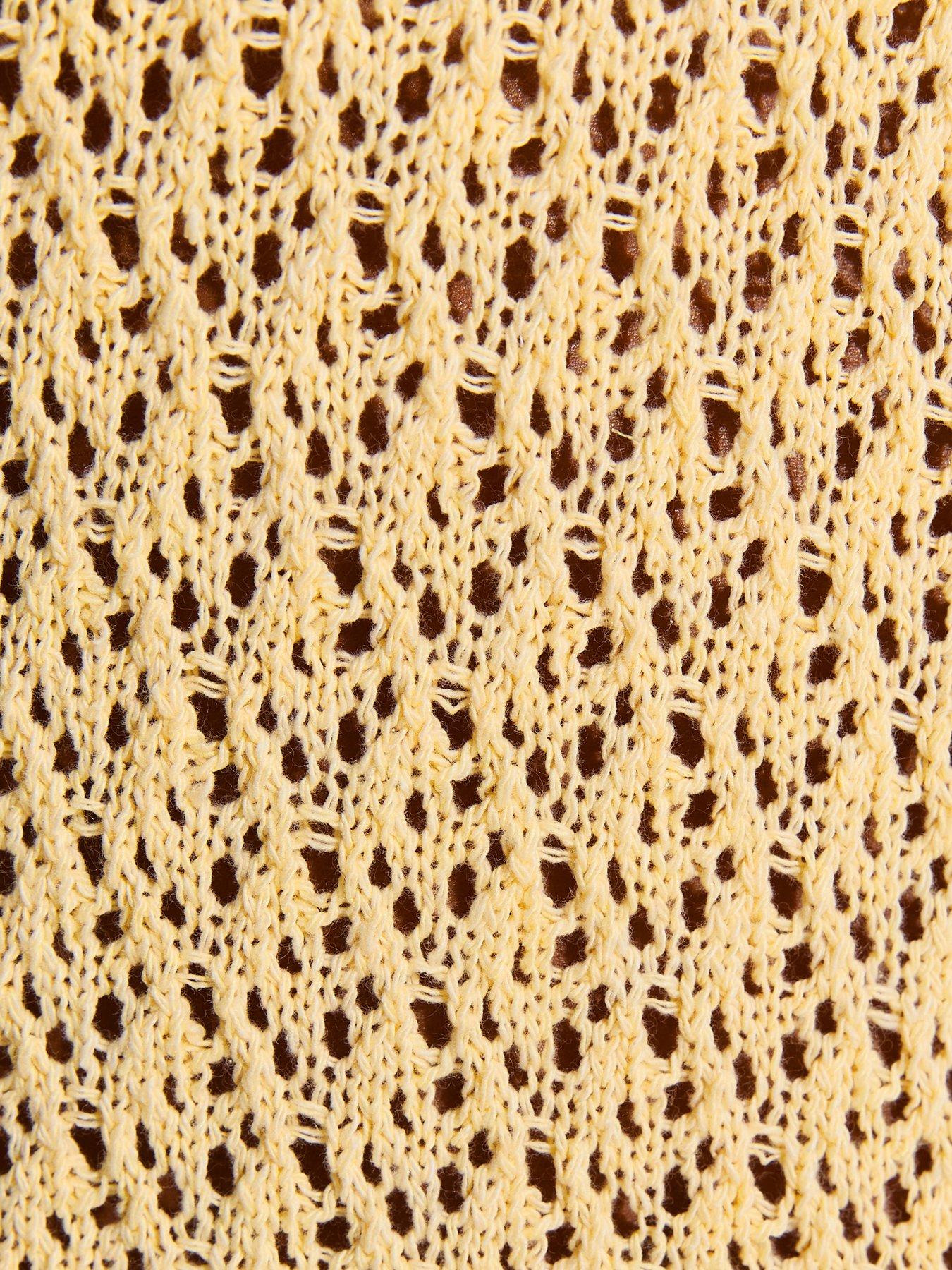 Image 5 of 5 of New Look O-Ring Crochet Beach Kaftan Dress - Light Yellow