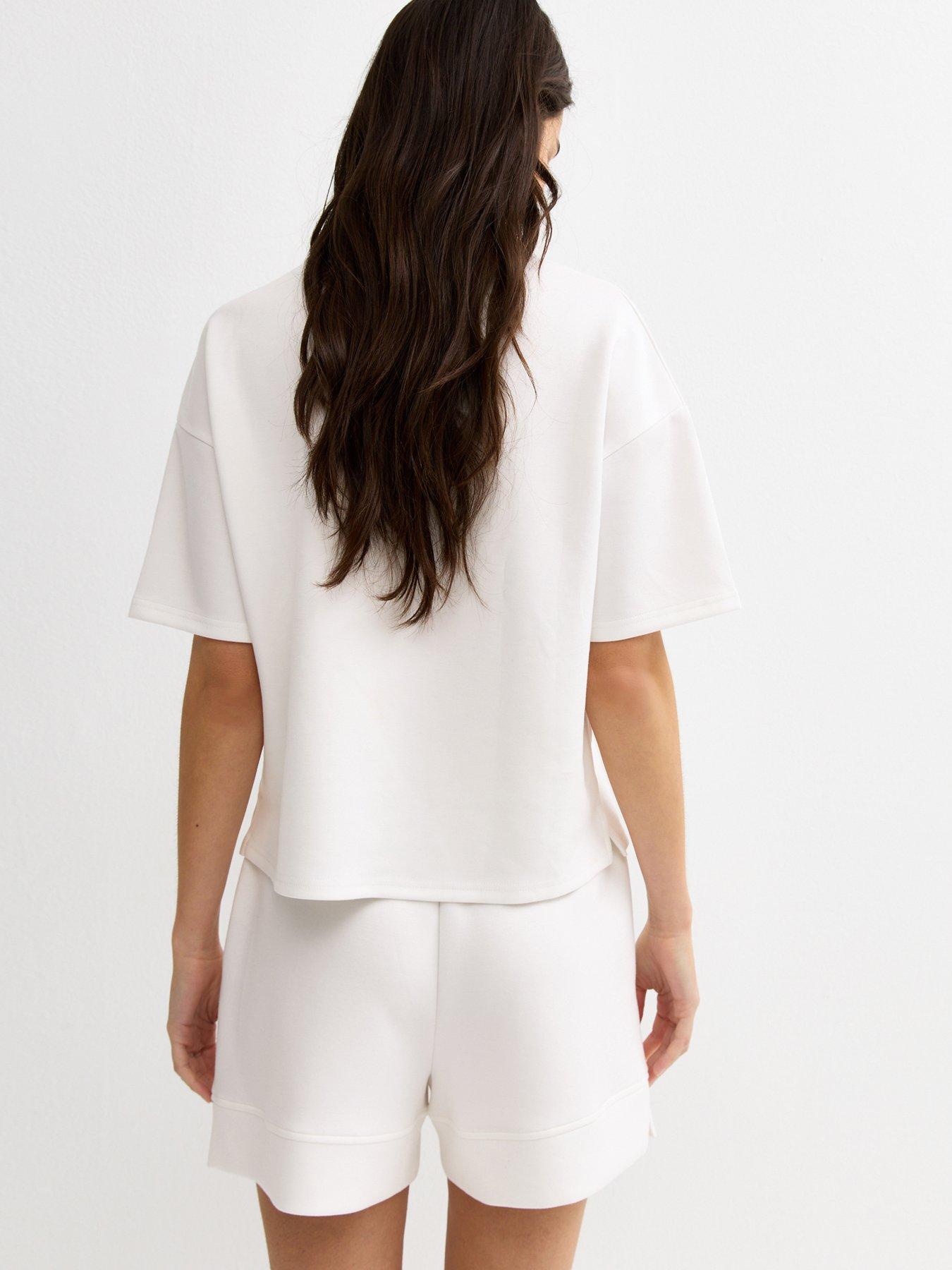 Image 2 of 5 of New Look Cream Premium Jersey Shorts
