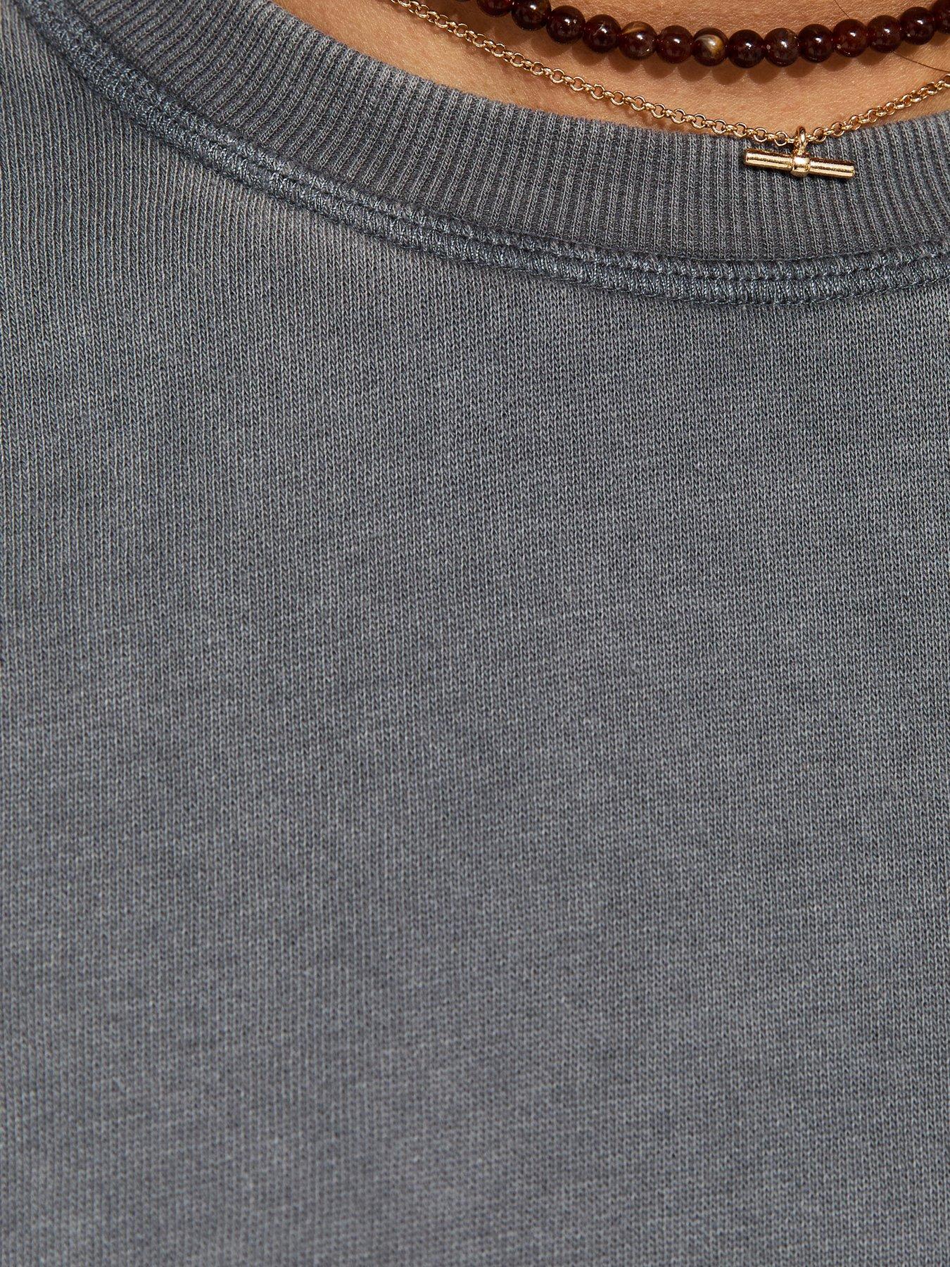 Image 5 of 5 of New Look Acid Wash Co-ord Sweat T-shirt - Dark Grey