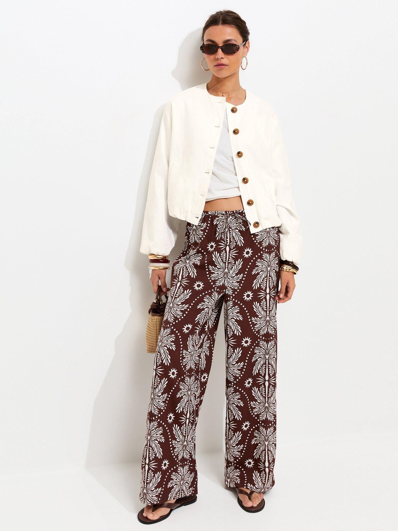 Image 3 of 5 of New Look Linen Blend Button Through Bomber Jacket - White