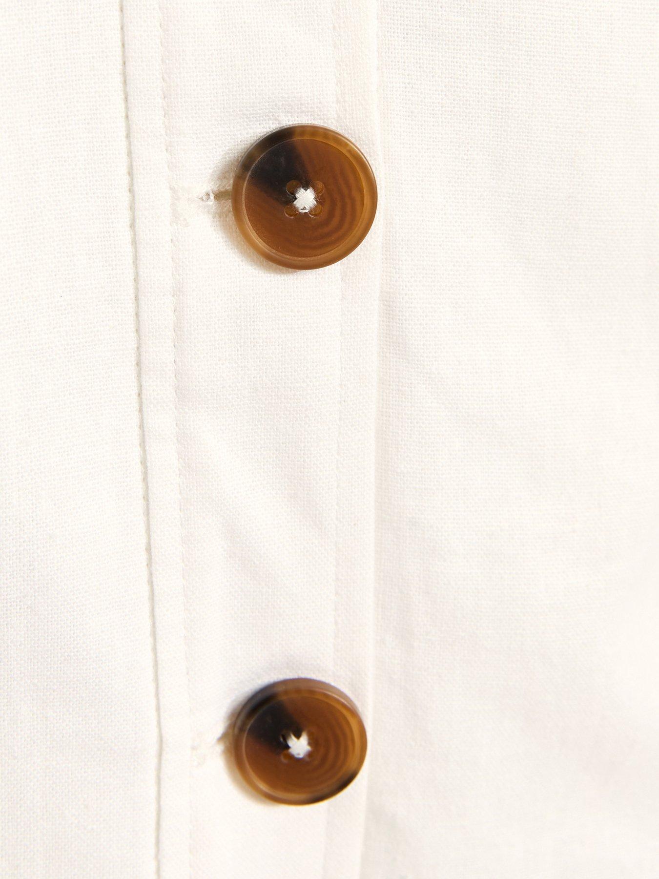 Image 5 of 5 of New Look Linen Blend Button Through Bomber Jacket - White