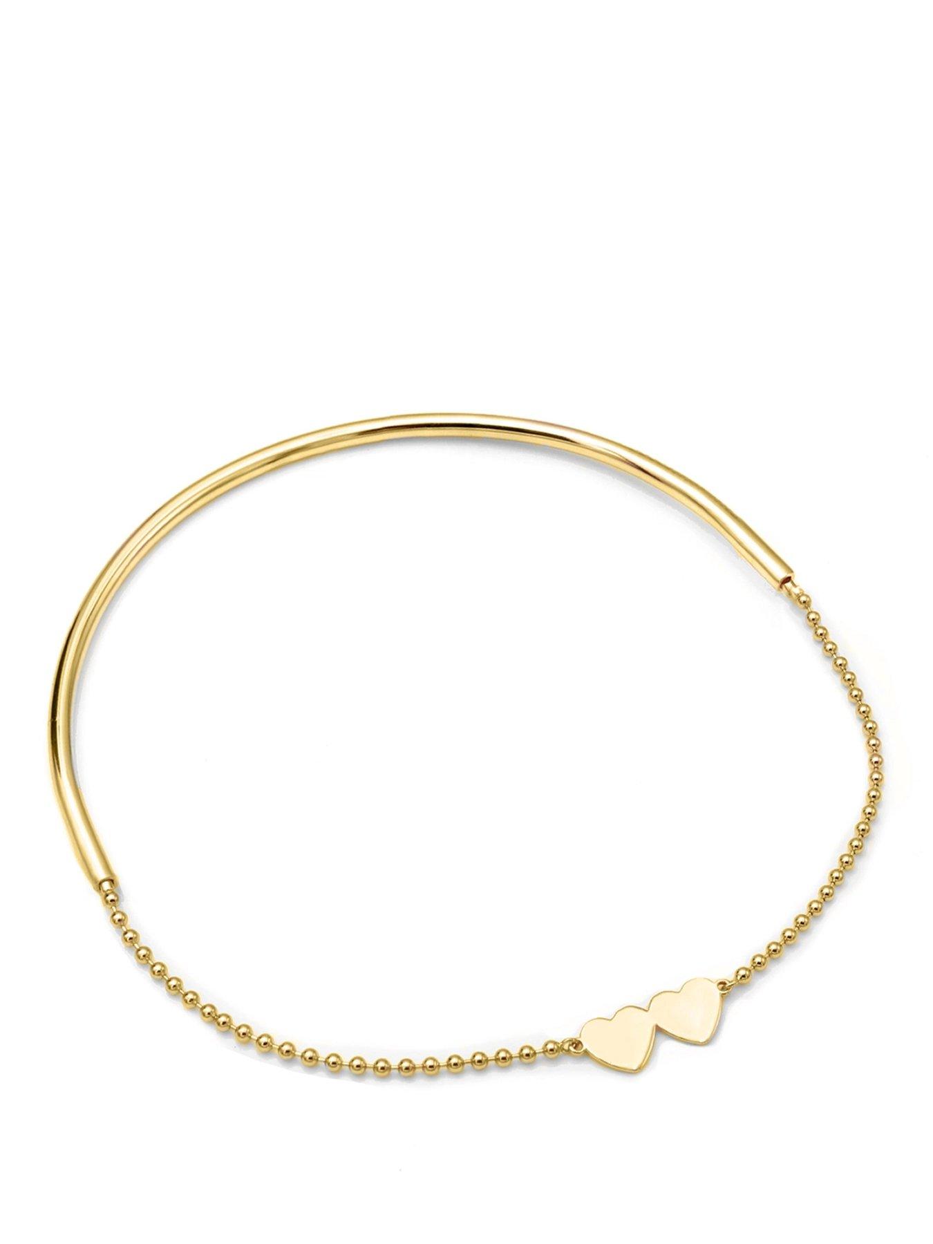 Say It With Detachable Double Heart Choker Necklace - Yellow Gold