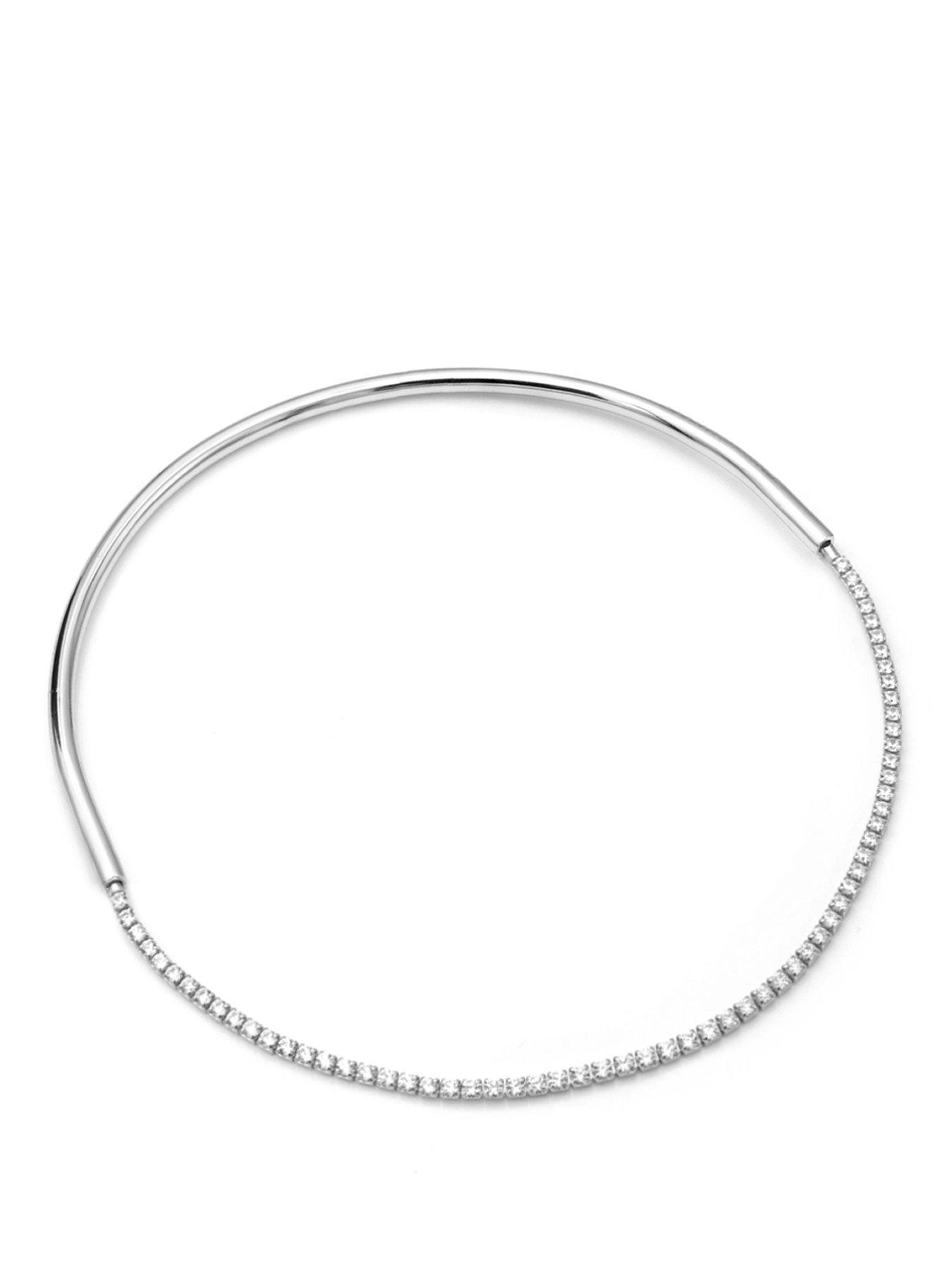 Say It With Detachable Tennis Choker Necklace - Silver