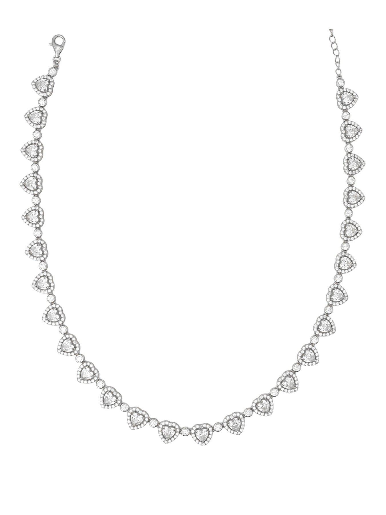 Say It With Heart Tennis Choker Necklace - Silver