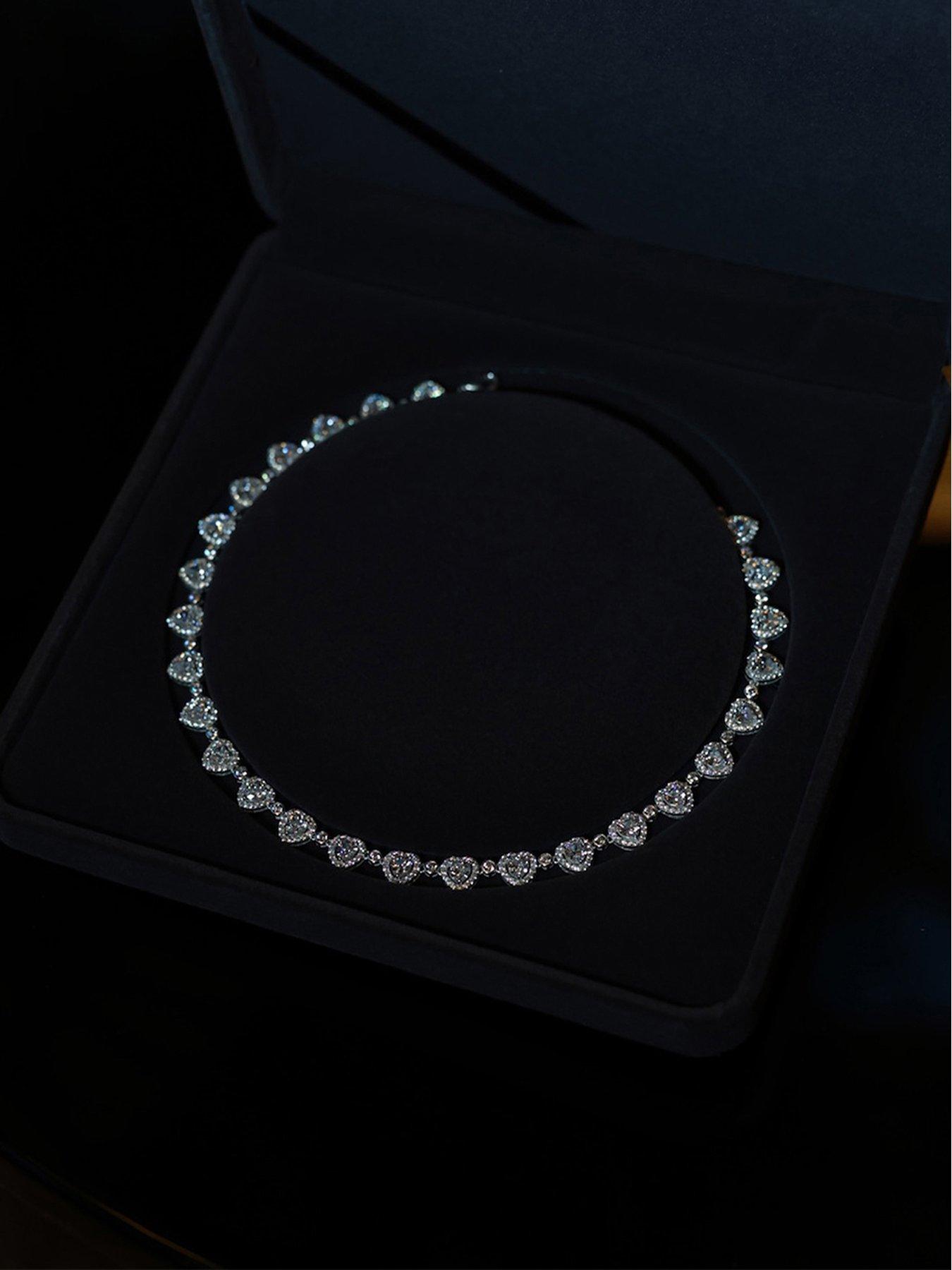 Image 2 of 2 of Say It With Heart Tennis Choker Necklace - Silver