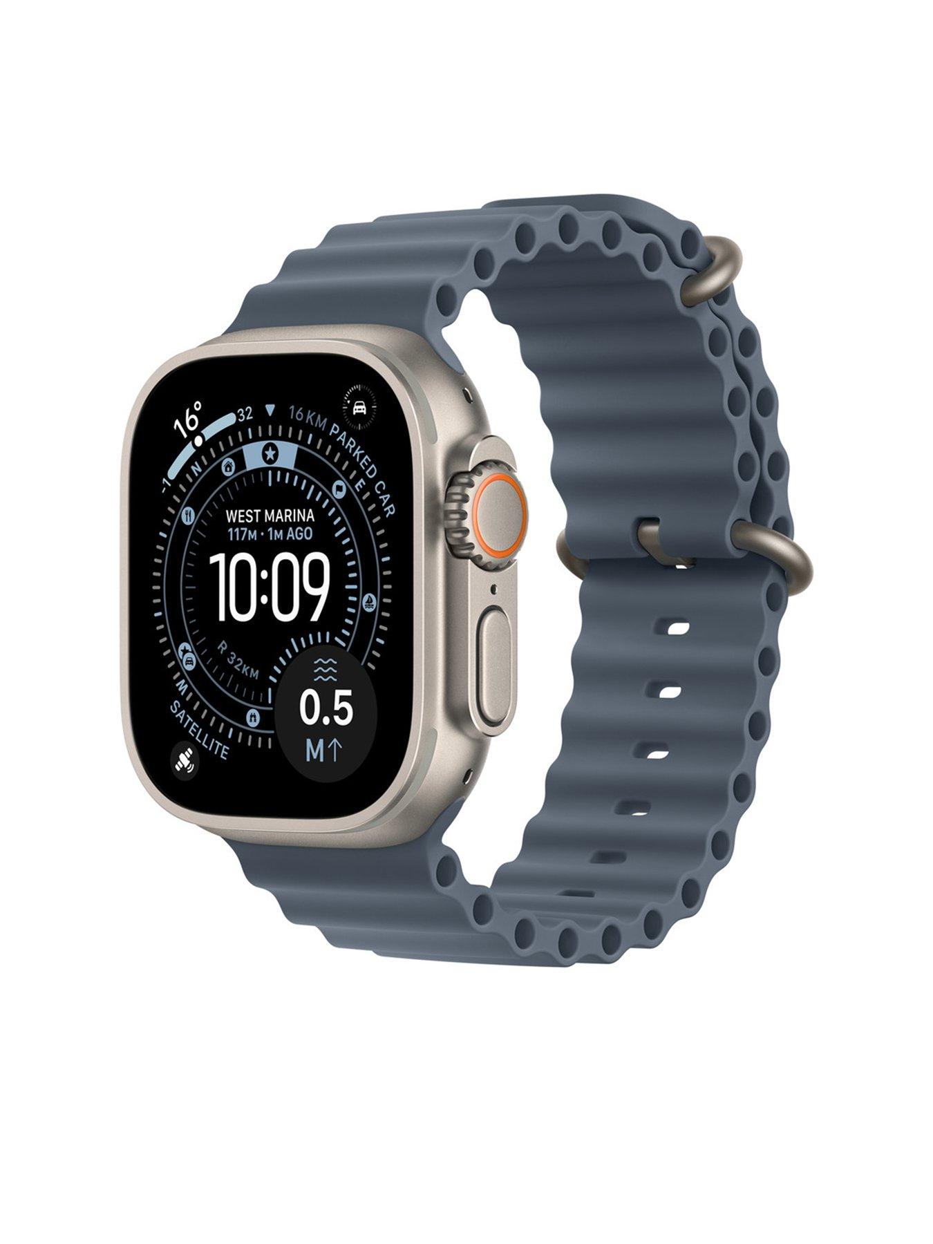 Image 2 of 2 of Apple Watch&nbsp;49mm Anchor&nbsp;Blue Ocean&nbsp;Band - Natural Titanium Finish