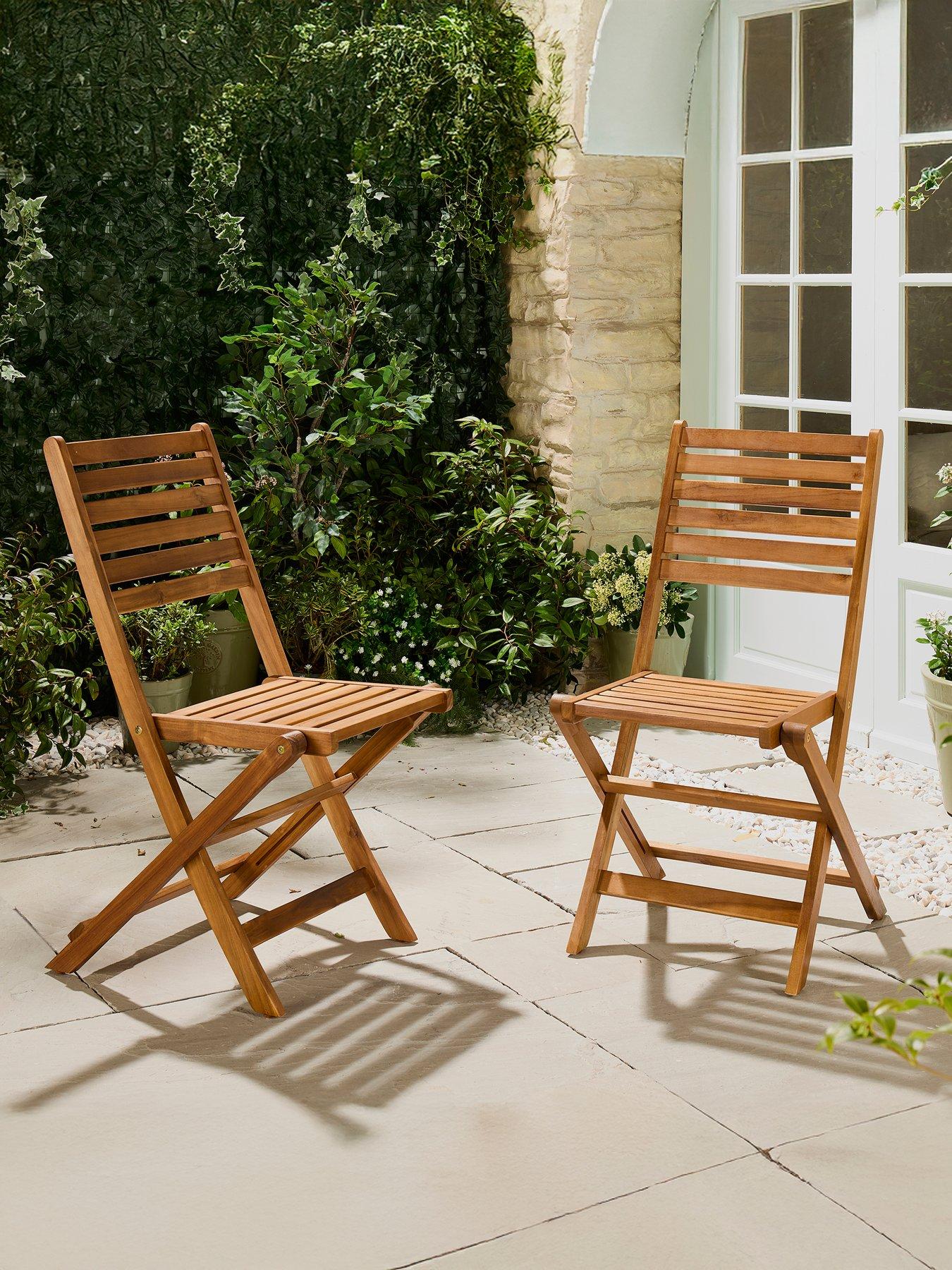 Vonhaus Cannes 2 Wooden Garden Chairs