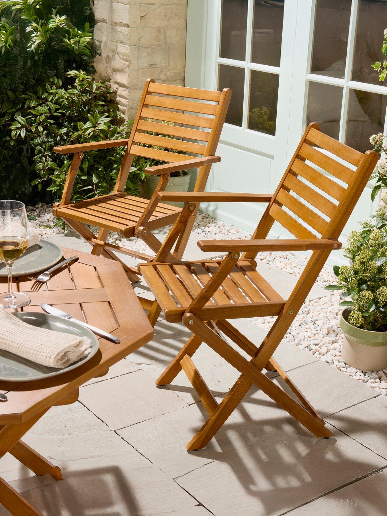 Vonhaus Cannes 2 Pack Wooden Folding Chairs