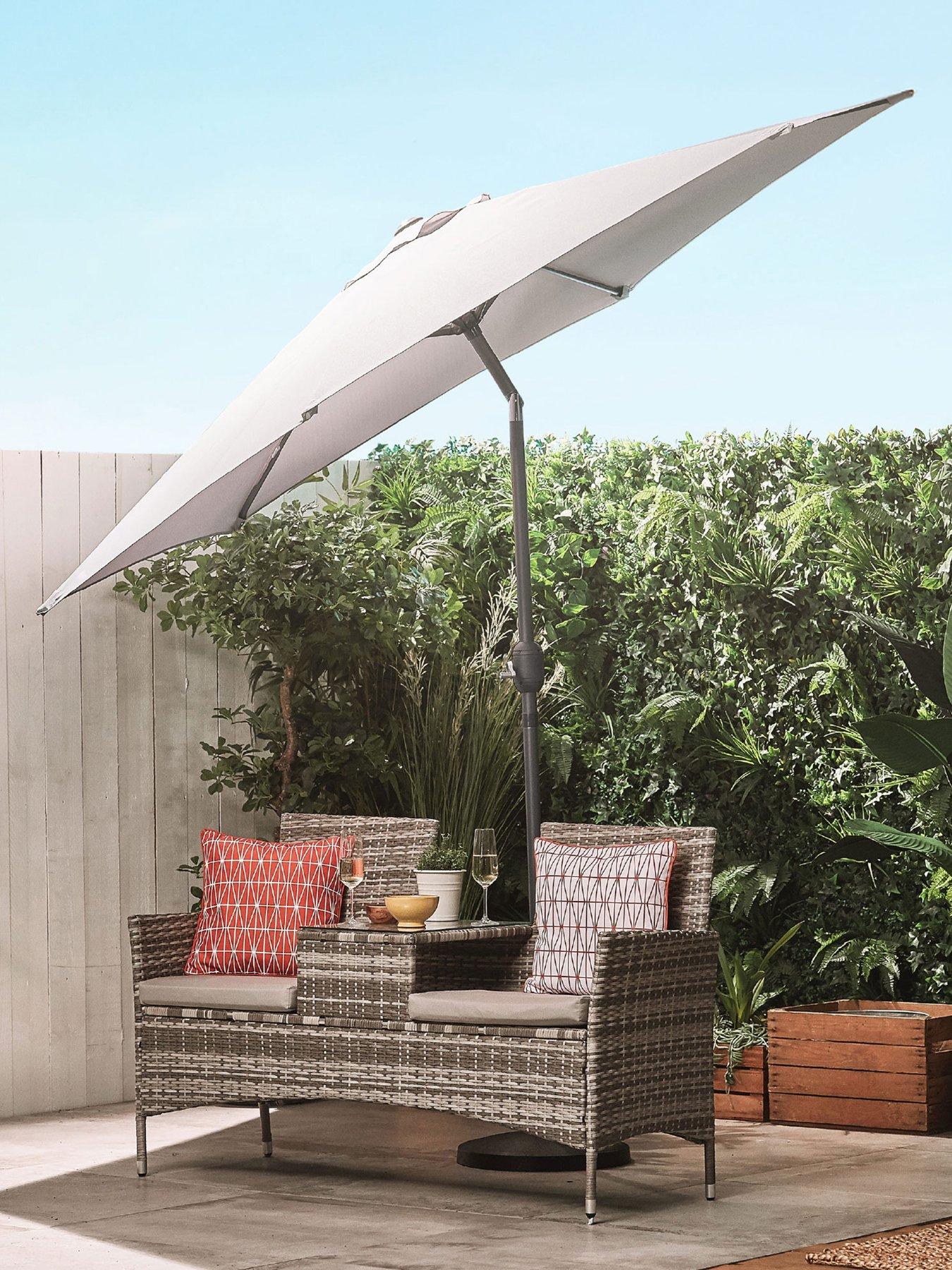 Vonhaus Grey 2.7m Steel Garden Parasol