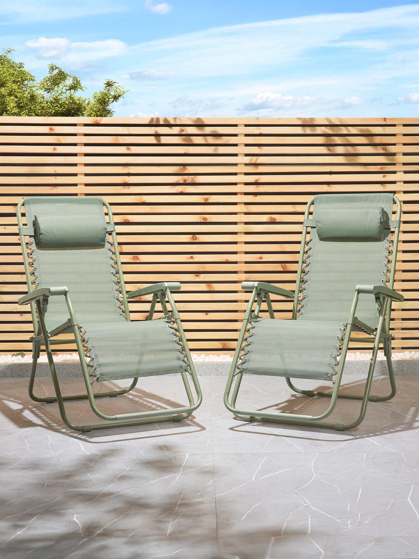 Image 1 of 7 of Vonhaus Verona Sage Green Zero Gravity Chair Set of 2