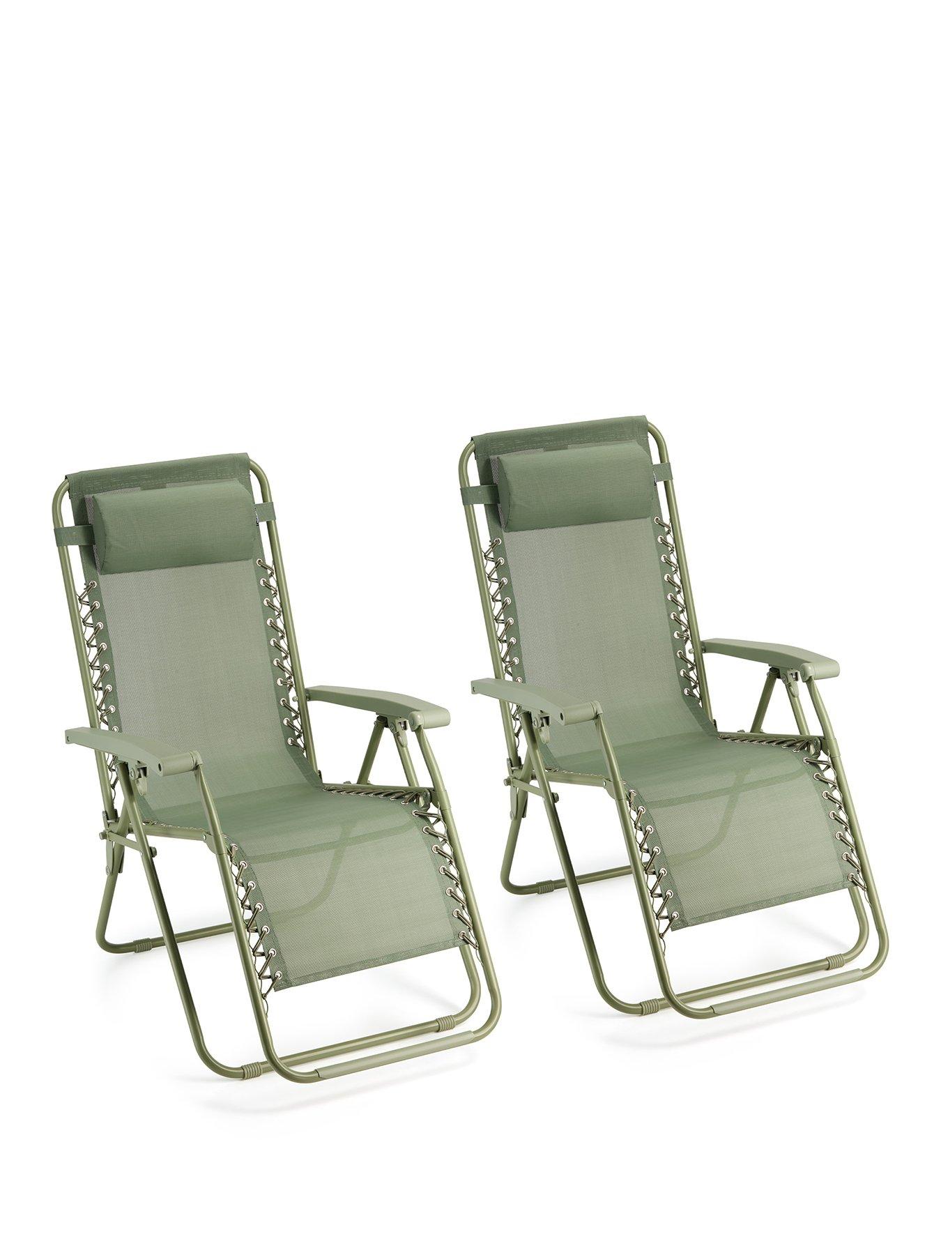 Image 2 of 7 of Vonhaus Verona Sage Green Zero Gravity Chair Set of 2