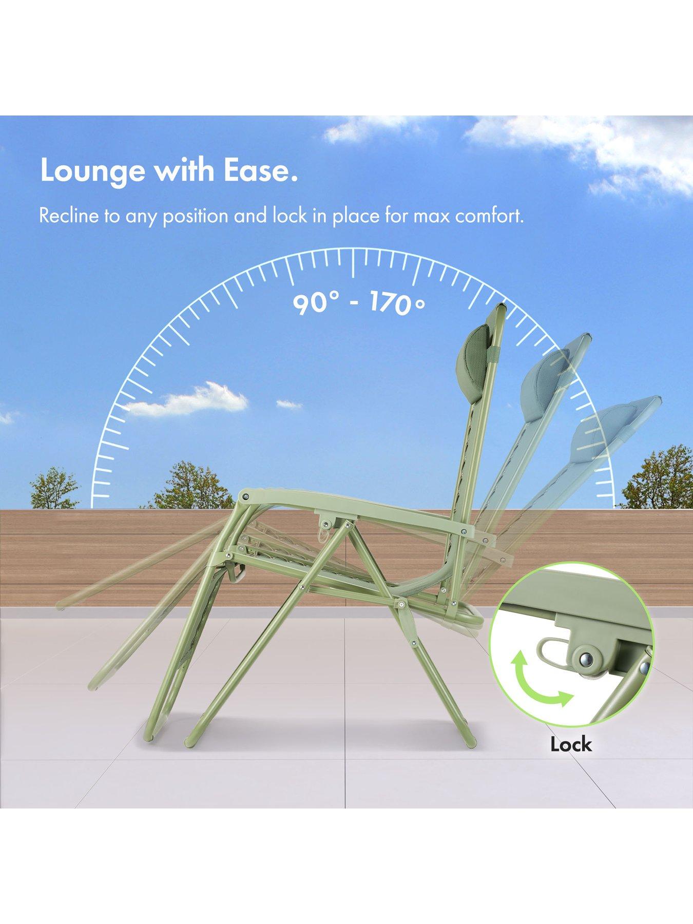 Image 3 of 7 of Vonhaus Verona Sage Green Zero Gravity Chair Set of 2