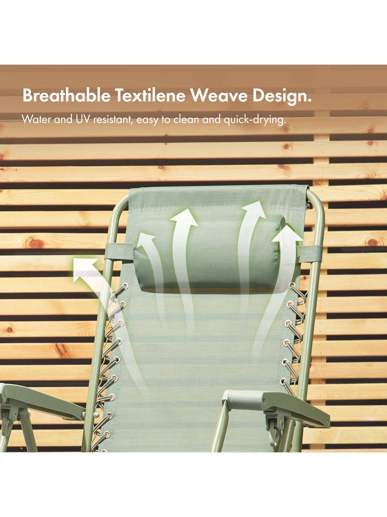 Image 4 of 7 of Vonhaus Verona Sage Green Zero Gravity Chair Set of 2