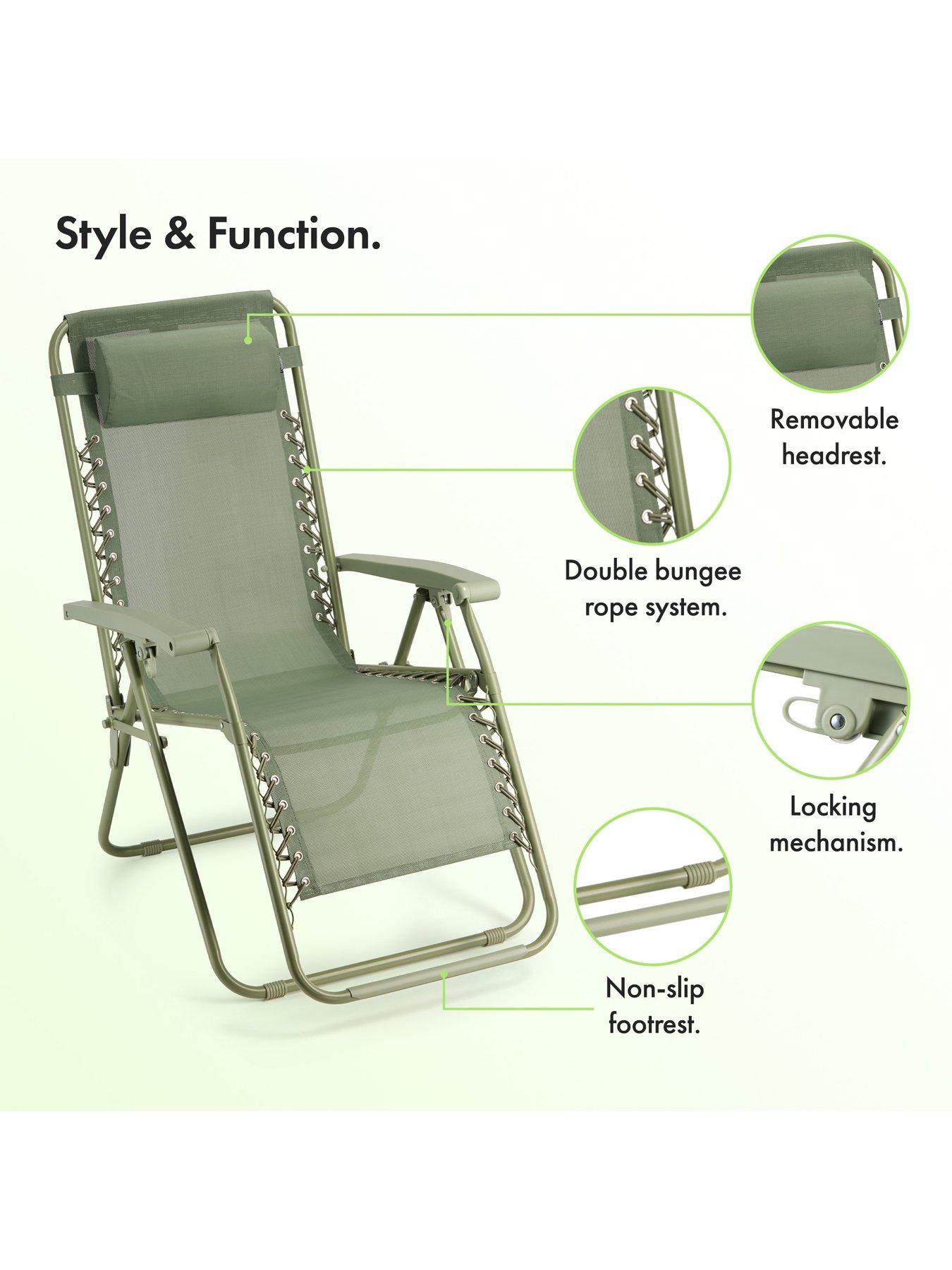 Image 5 of 7 of Vonhaus Verona Sage Green Zero Gravity Chair Set of 2