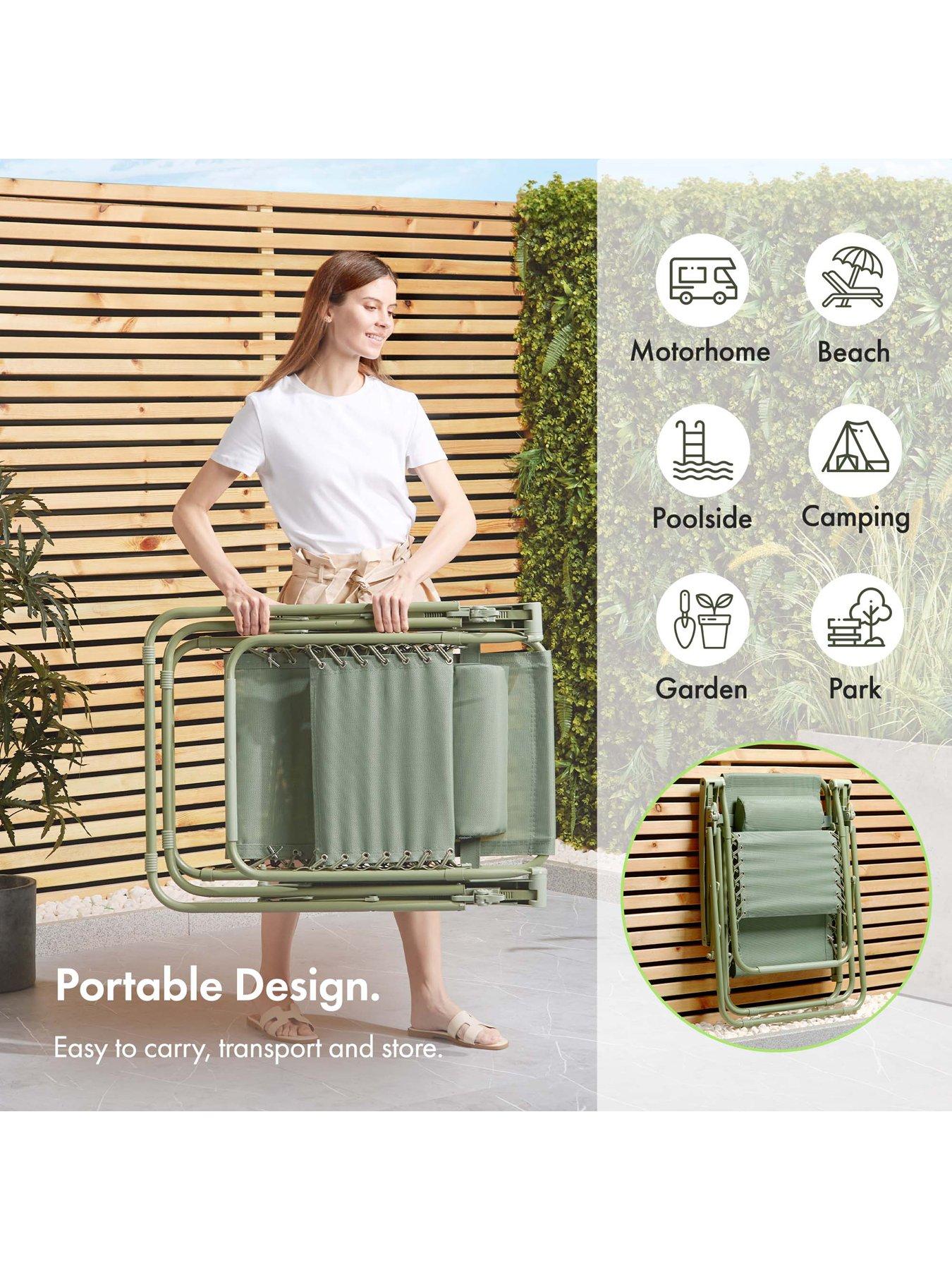 Image 6 of 7 of Vonhaus Verona Sage Green Zero Gravity Chair Set of 2