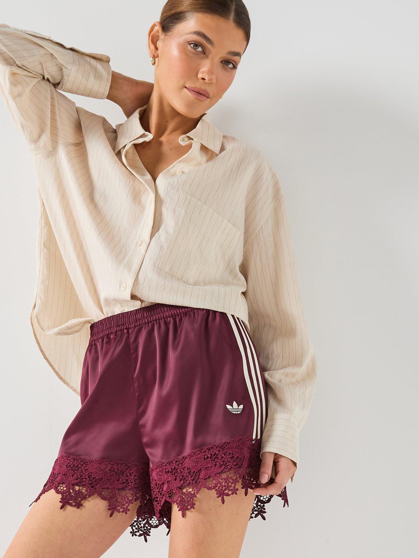adidas Originals Womens Firebird Satin Lace Shorts - Maroon