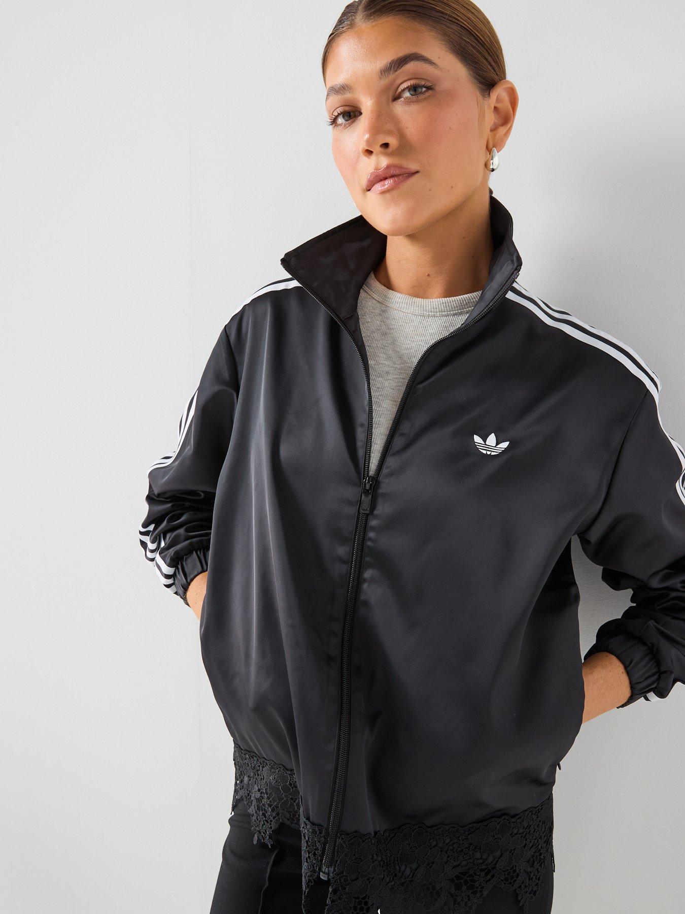 adidas Originals Womens Firebird Satin Lace Tracksuit Top - Black