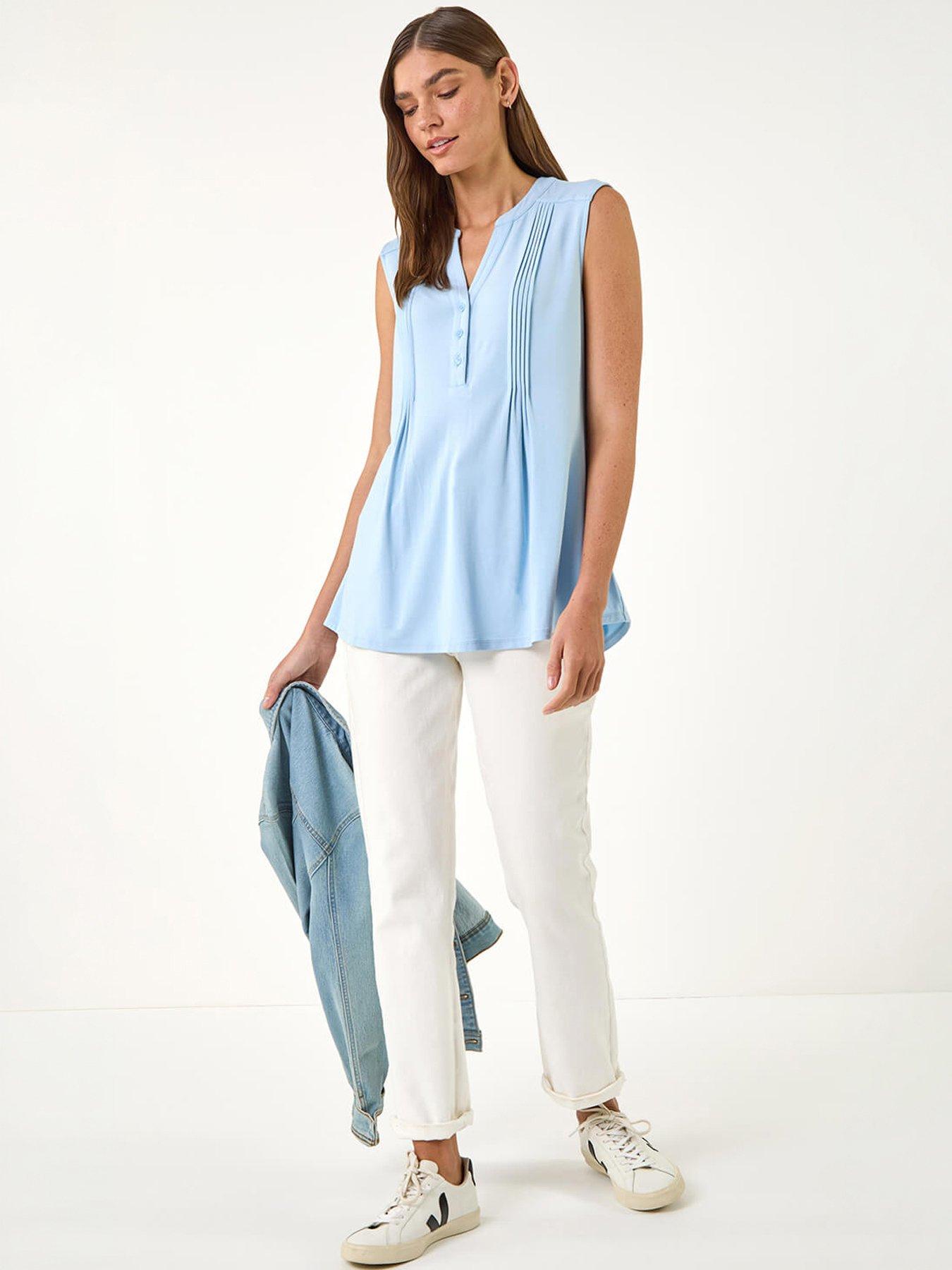 Roman Pintuck Notch Neck Top