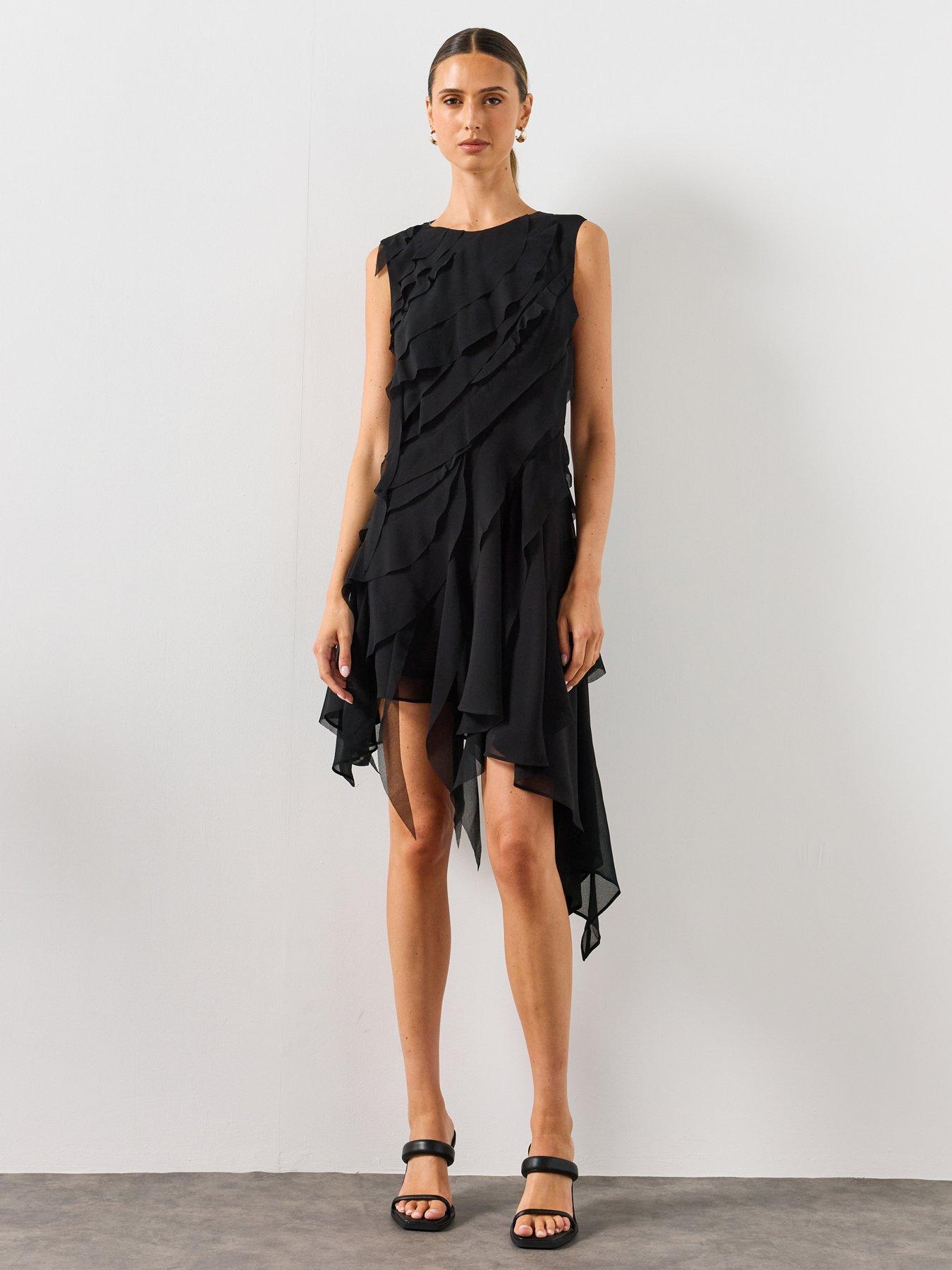 Image 3 of 6 of AllSaints Angie Panel Midi Dress - Black
