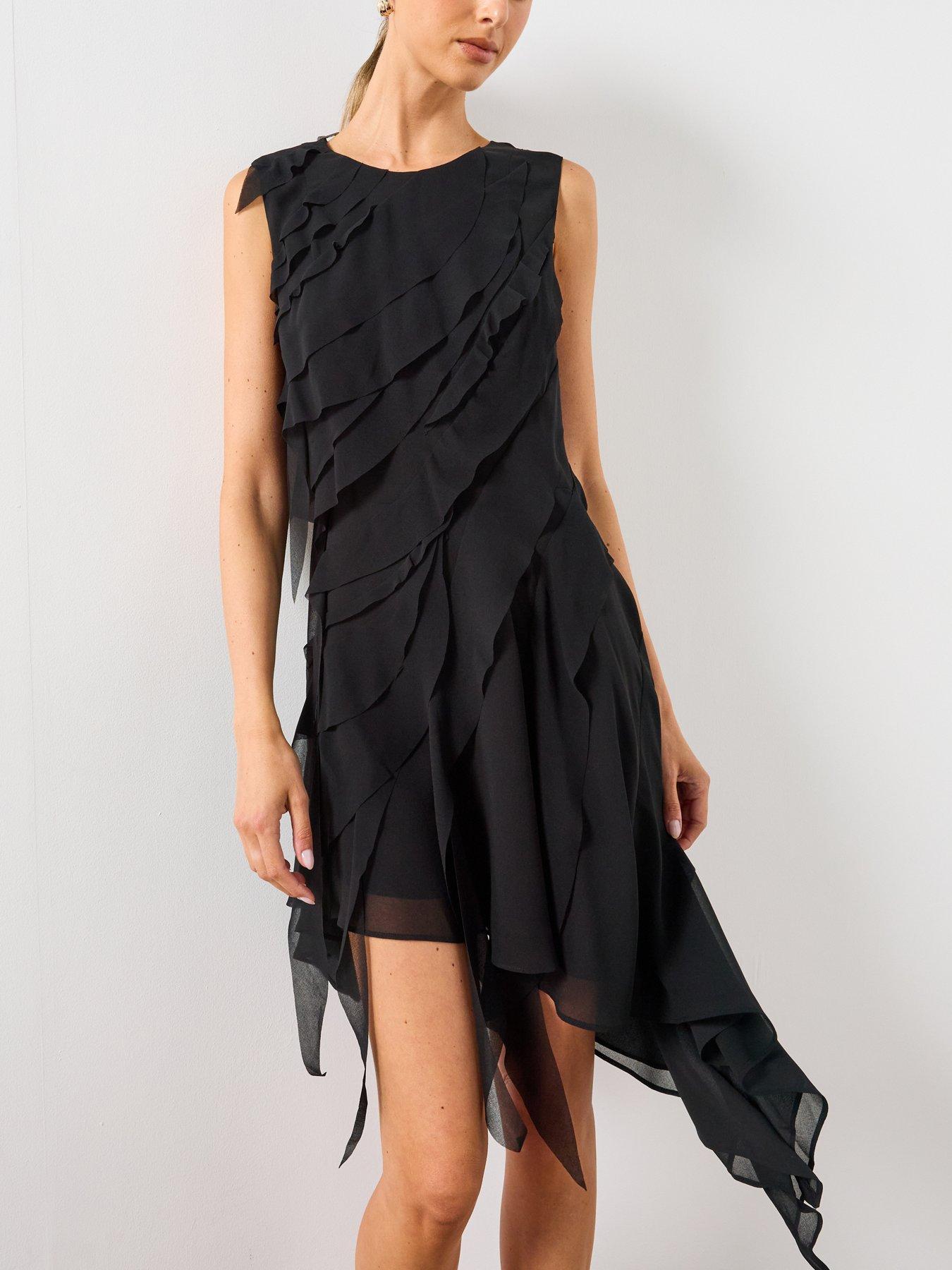 Image 4 of 6 of AllSaints Angie Panel Midi Dress - Black