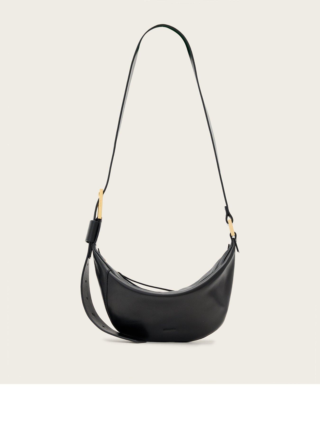 Image 1 of 5 of AllSaints Luna Leather Crossbody Bag - Black