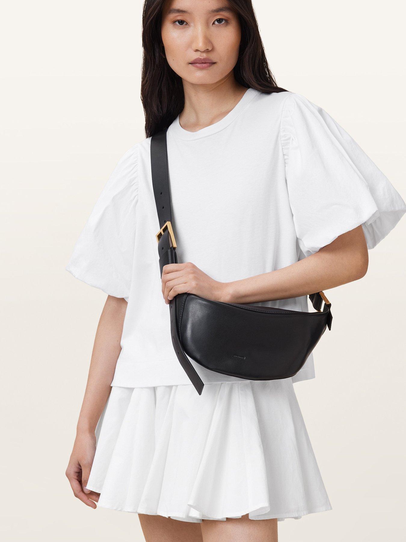 Image 2 of 5 of AllSaints Luna Leather Crossbody Bag - Black