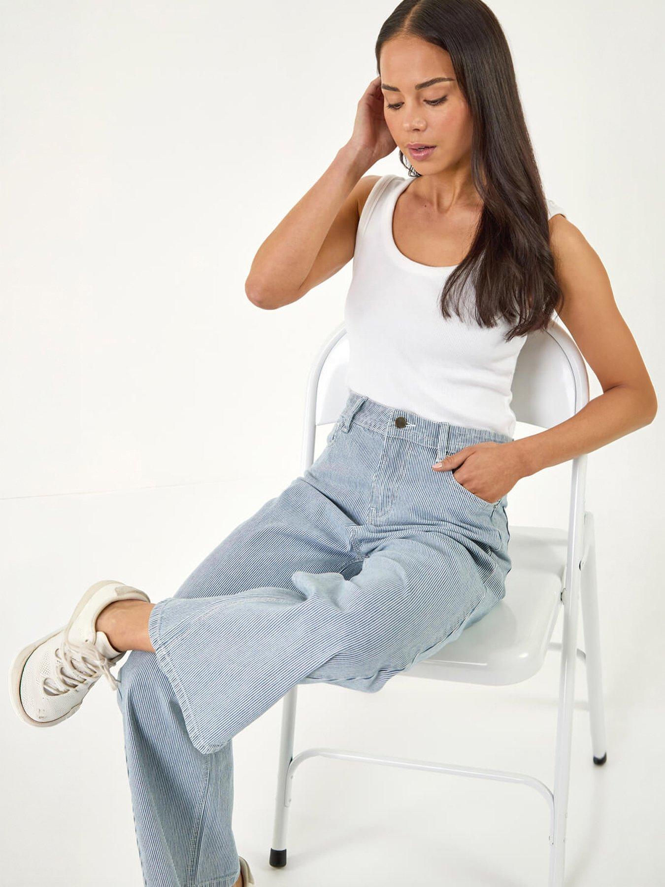Roman Petite Stripe Cropped Jeans