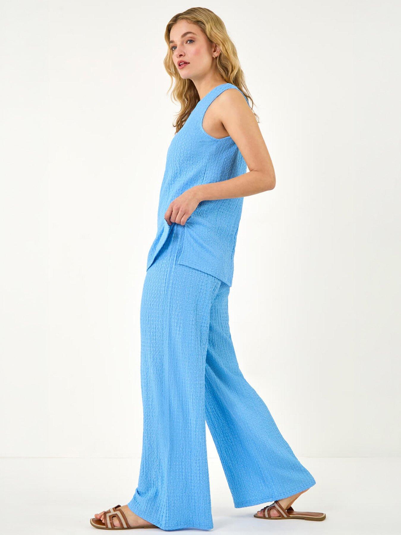 Roman Dusk Textured Wide Leg Stretch Trouser
