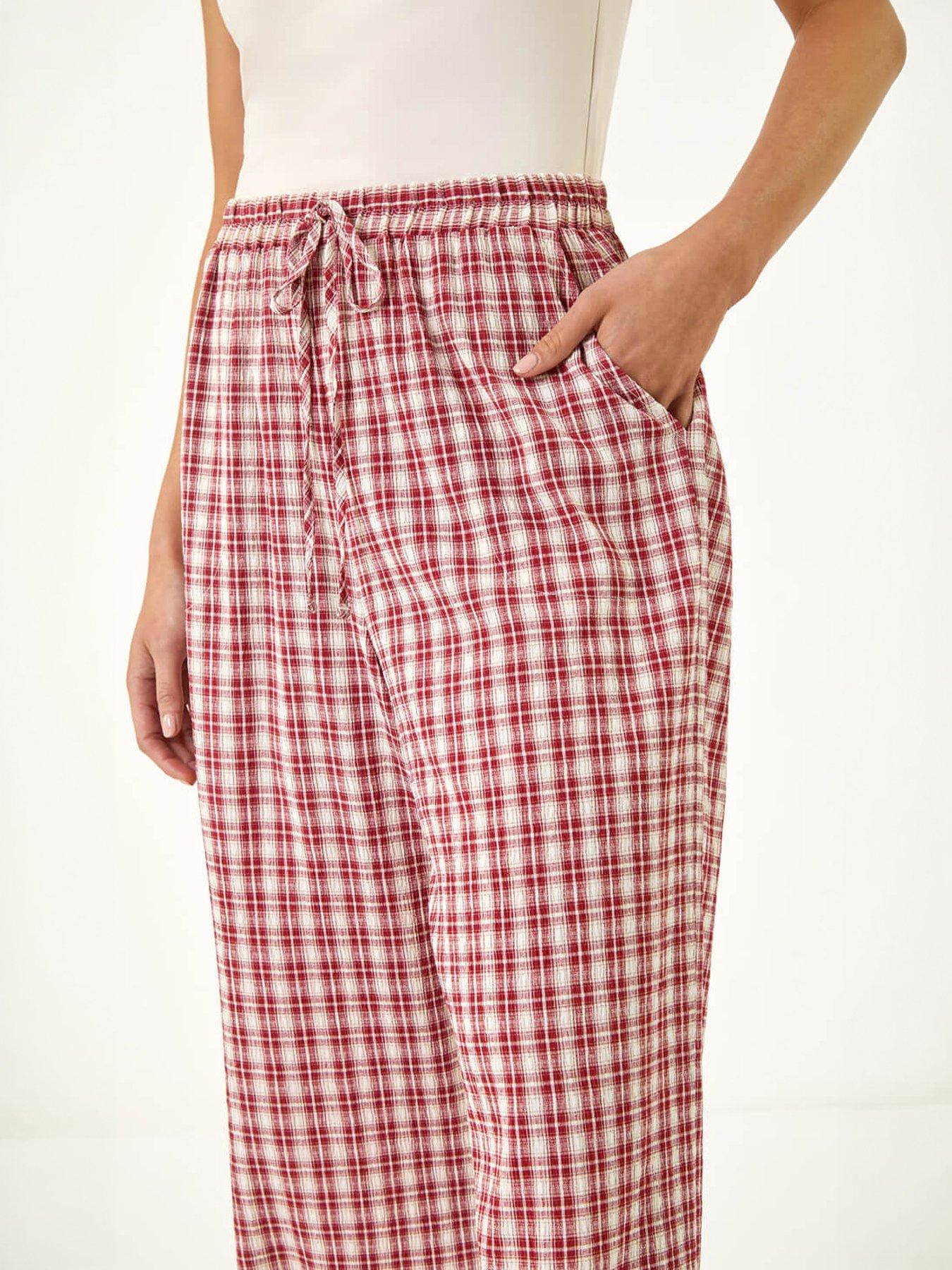Image 2 of 5 of Roman Petite Gingham Stretch Cropped Trouser