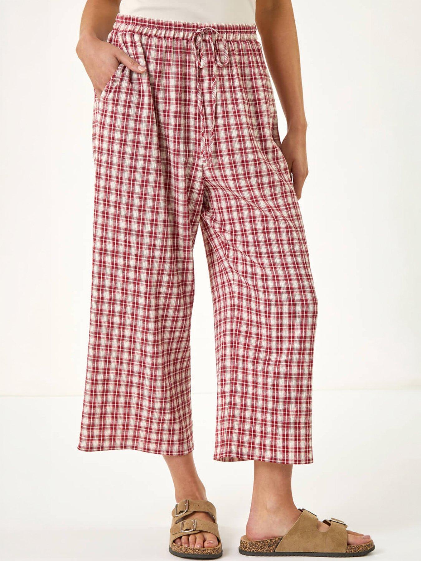 Image 3 of 5 of Roman Petite Gingham Stretch Cropped Trouser