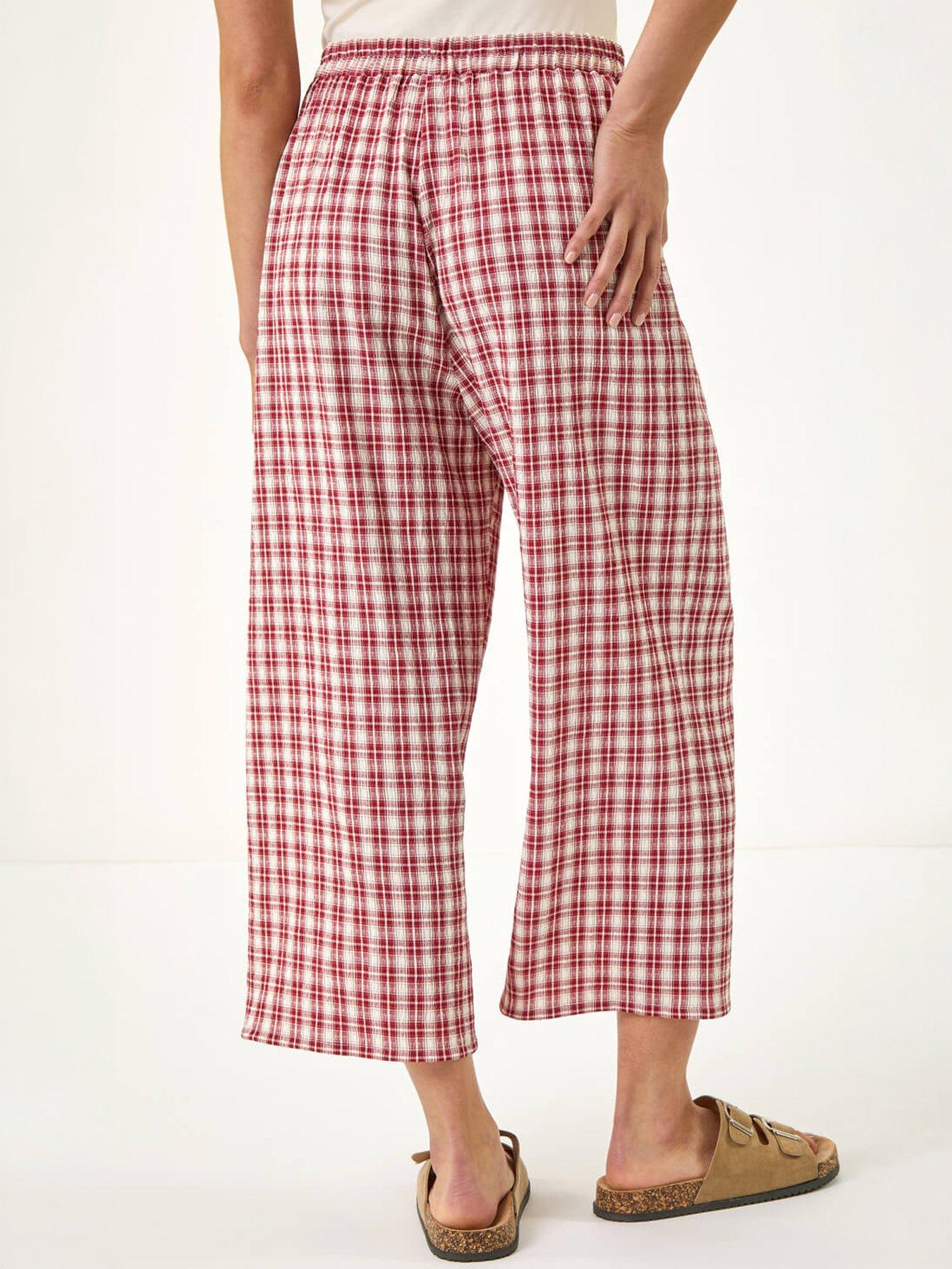 Image 4 of 5 of Roman Petite Gingham Stretch Cropped Trouser
