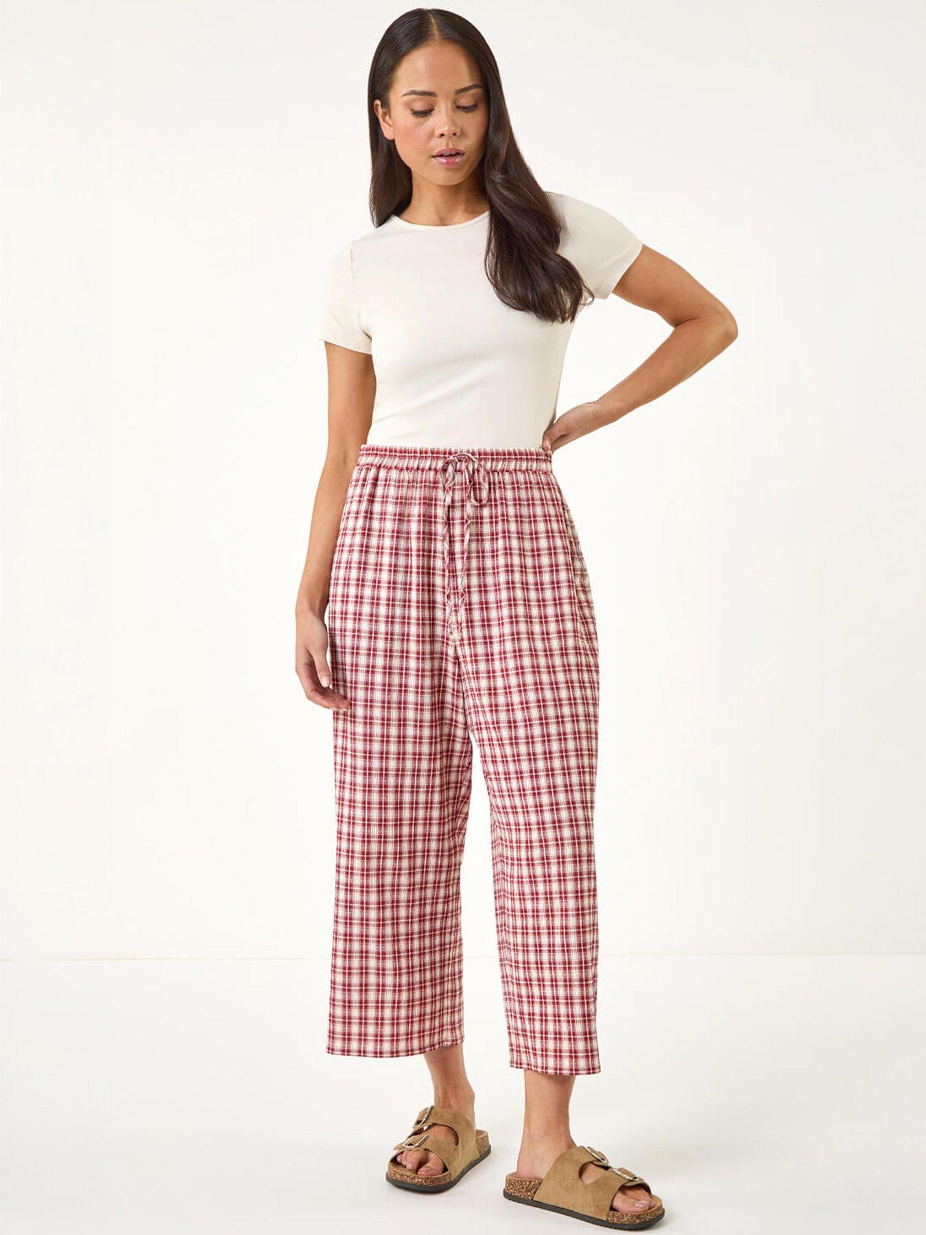 Image 5 of 5 of Roman Petite Gingham Stretch Cropped Trouser