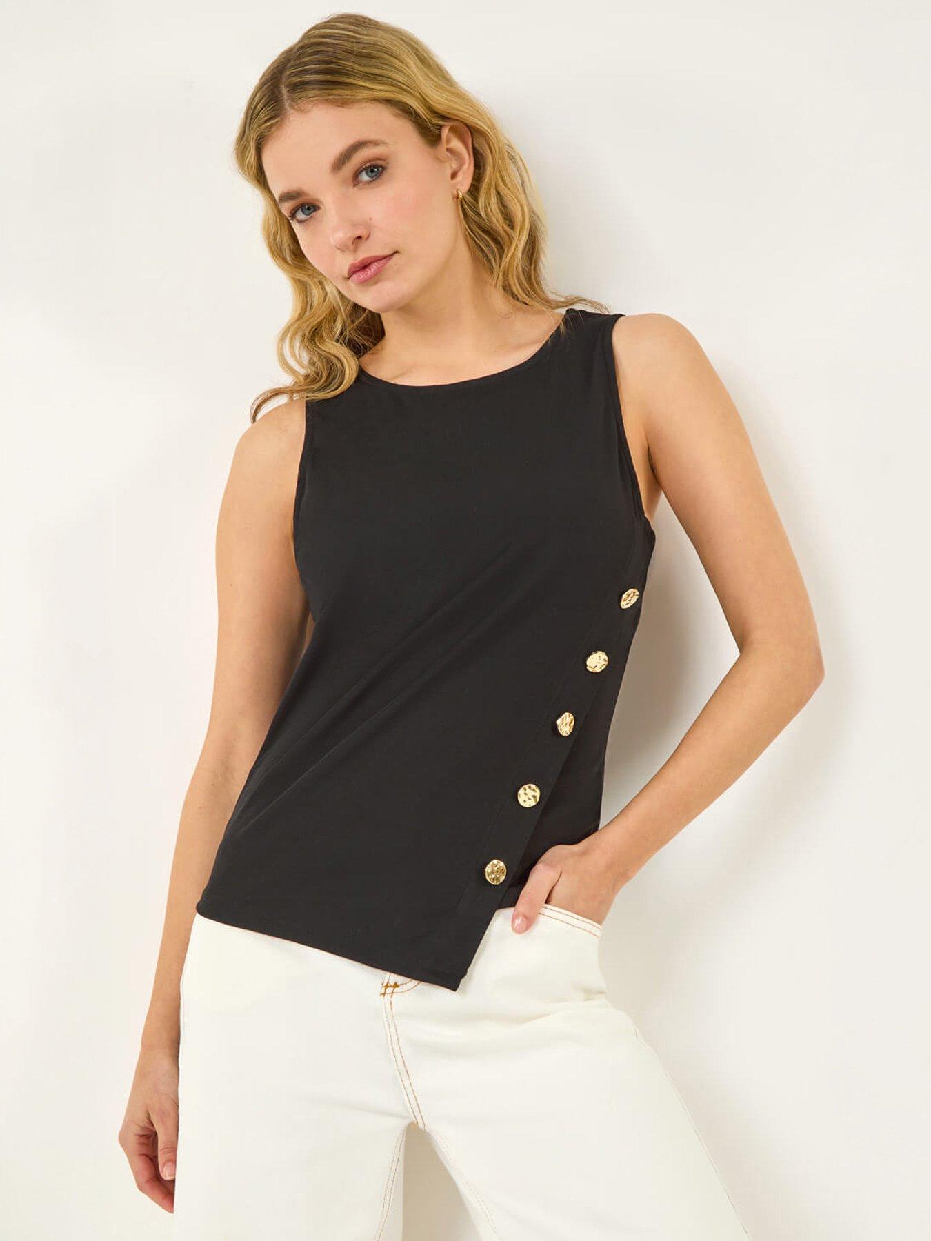 Roman Dusk Asymmetric Button Detail Top
