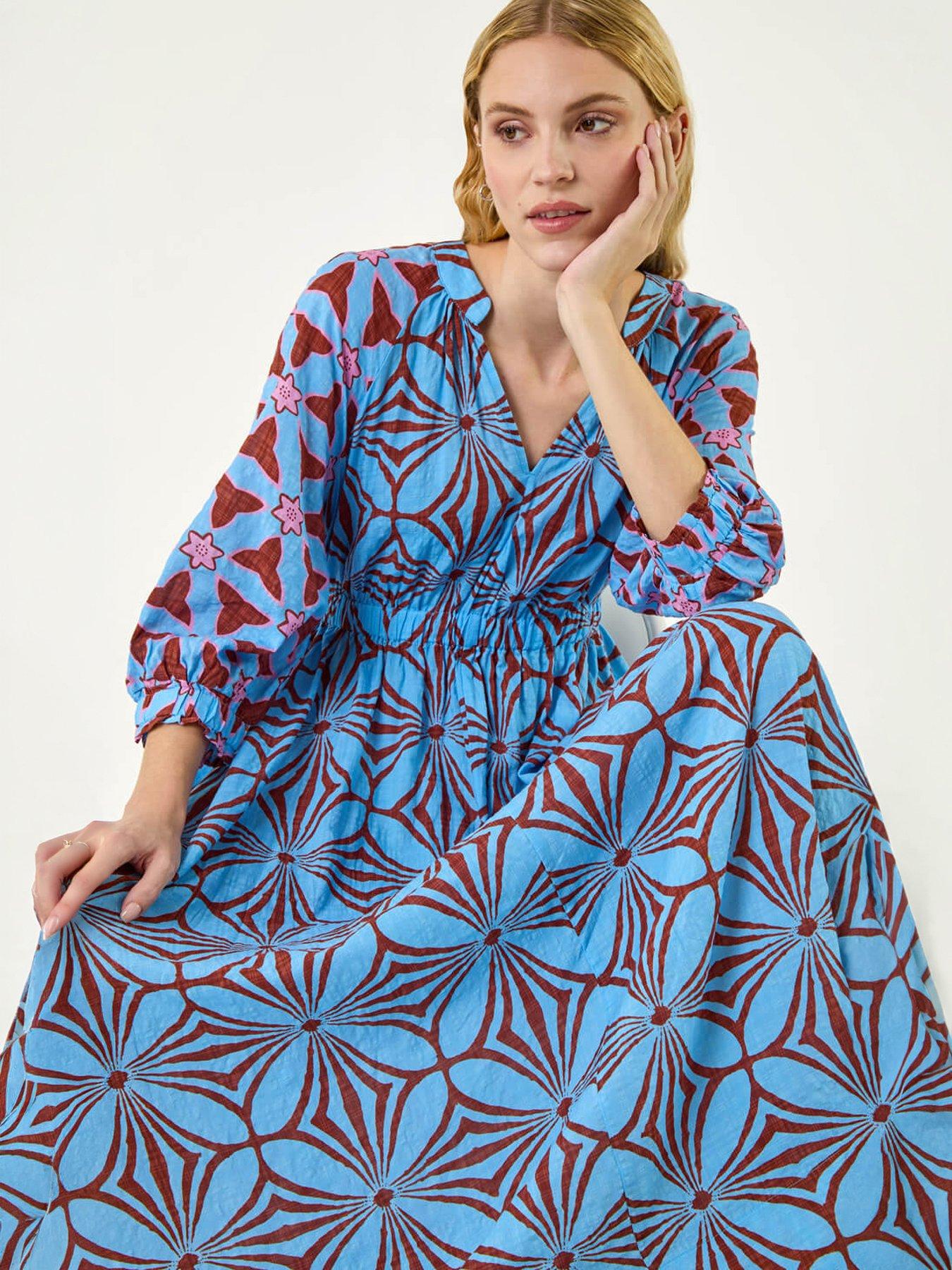 Roman Abstract Print V-neck Maxi Dress