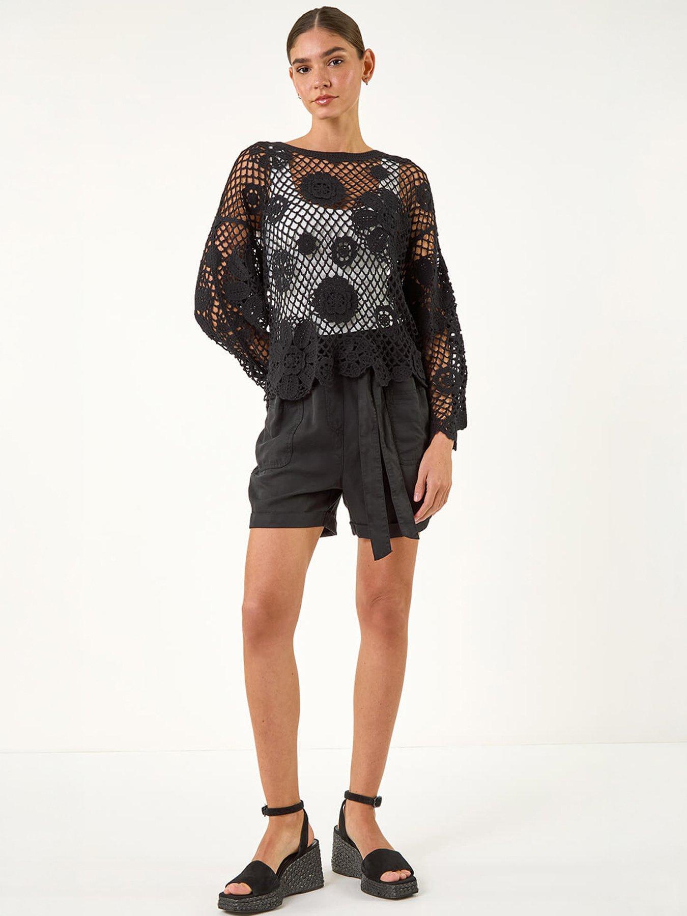 Image 5 of 5 of Roman Floral Open Crochet Knit Tunic