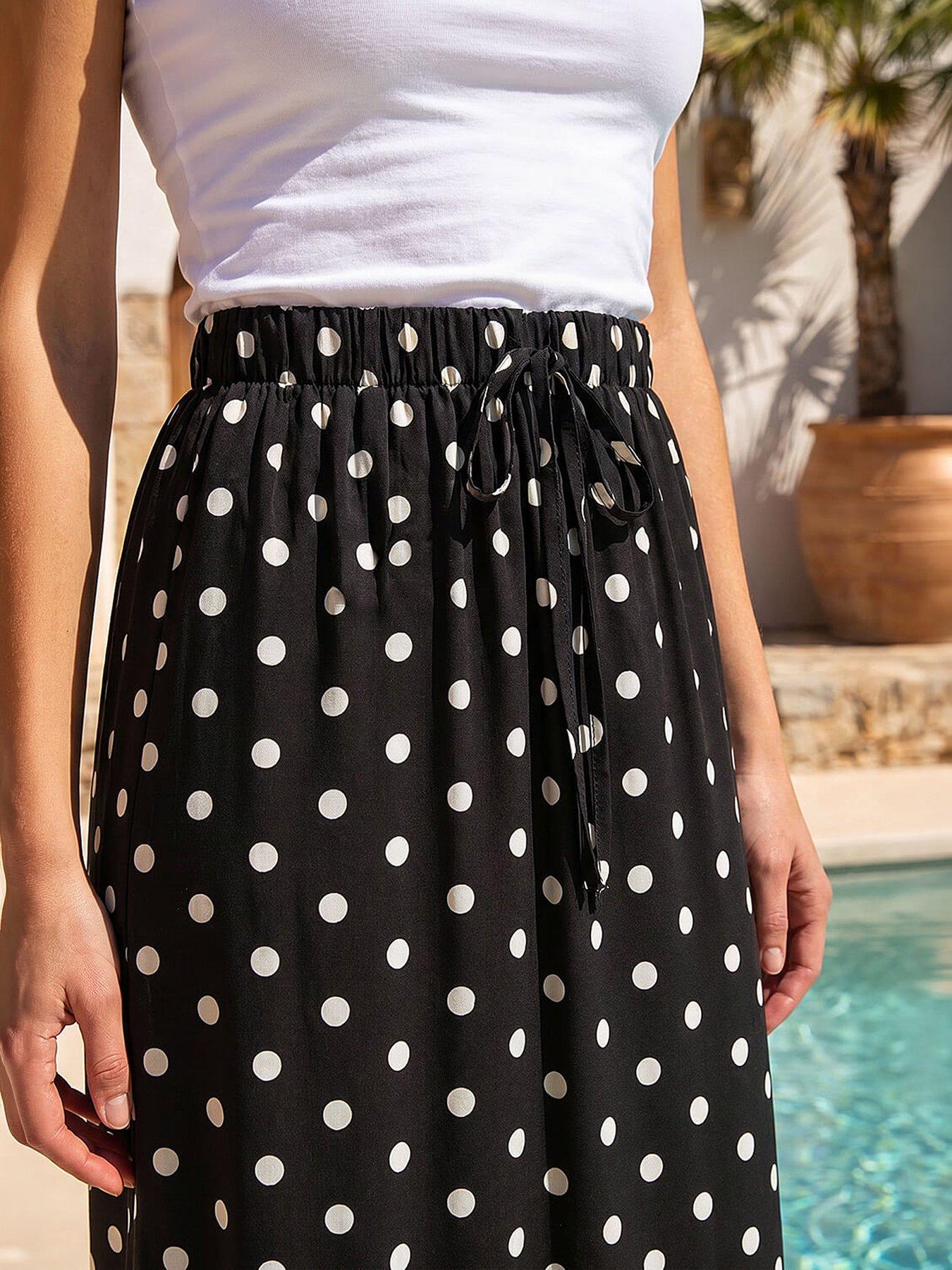 Image 4 of 4 of Roman Dusk Polka Dot Tie Maxi Dress