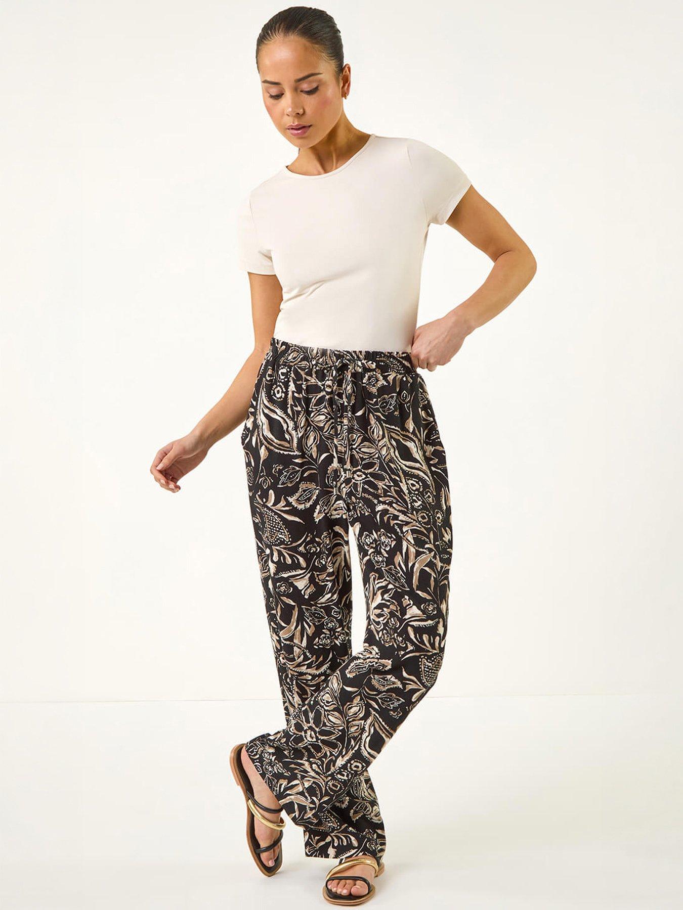 Roman Petite Floral Tapered Linen Mix Trousers