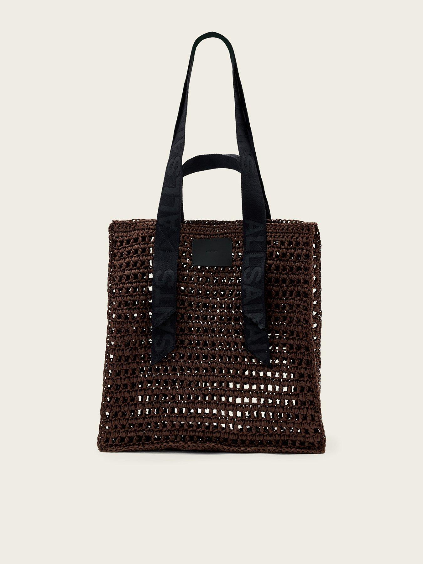 Image 1 of 5 of AllSaints Lullah Paper Mesh Tote Bag - Brown