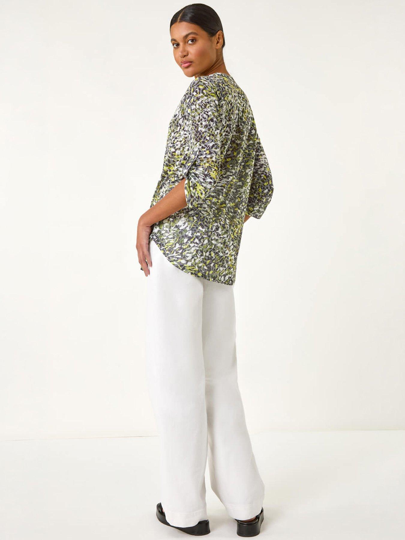 Image 4 of 5 of Roman Animal Print Burnout V-neck Shirt