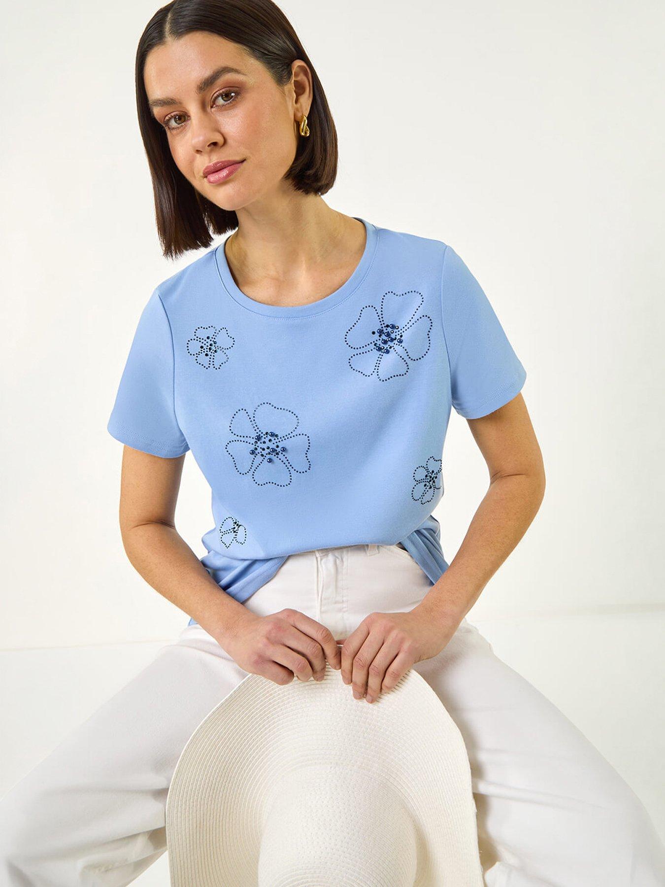 Roman Embellished Flower Cotton T-shirt