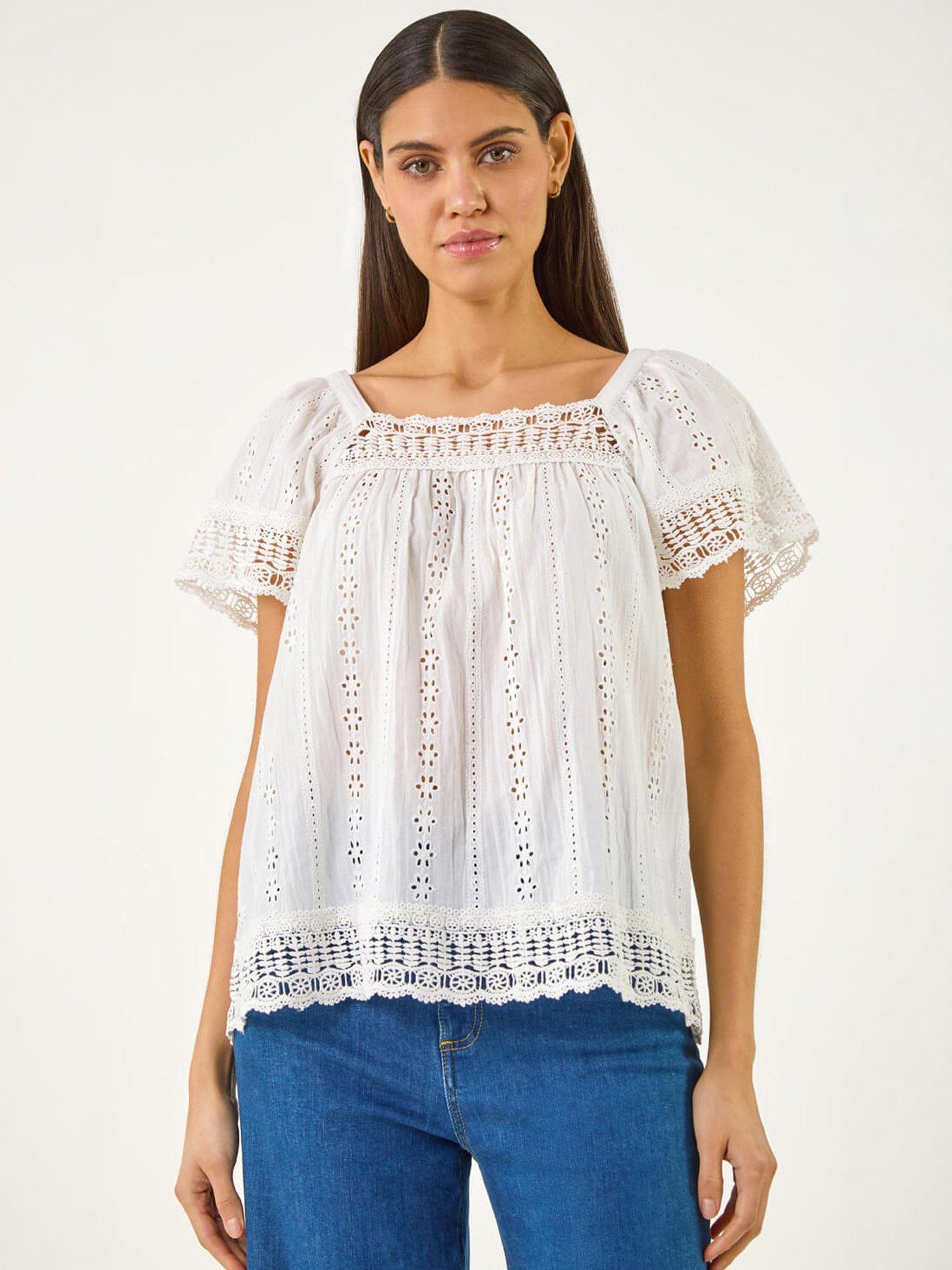 Roman Broderie Lace Detail Top