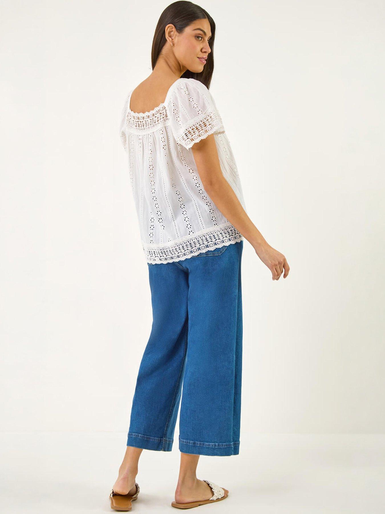 Image 4 of 5 of Roman Broderie Lace Detail Top