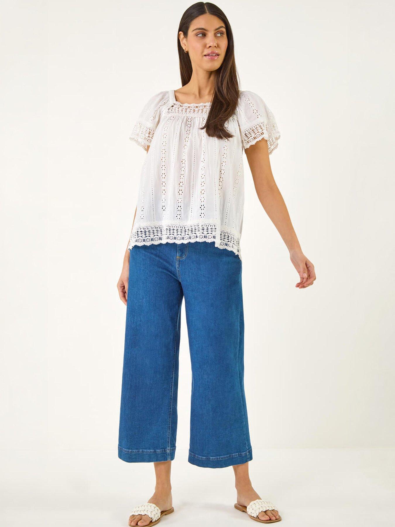 Image 5 of 5 of Roman Broderie Lace Detail Top