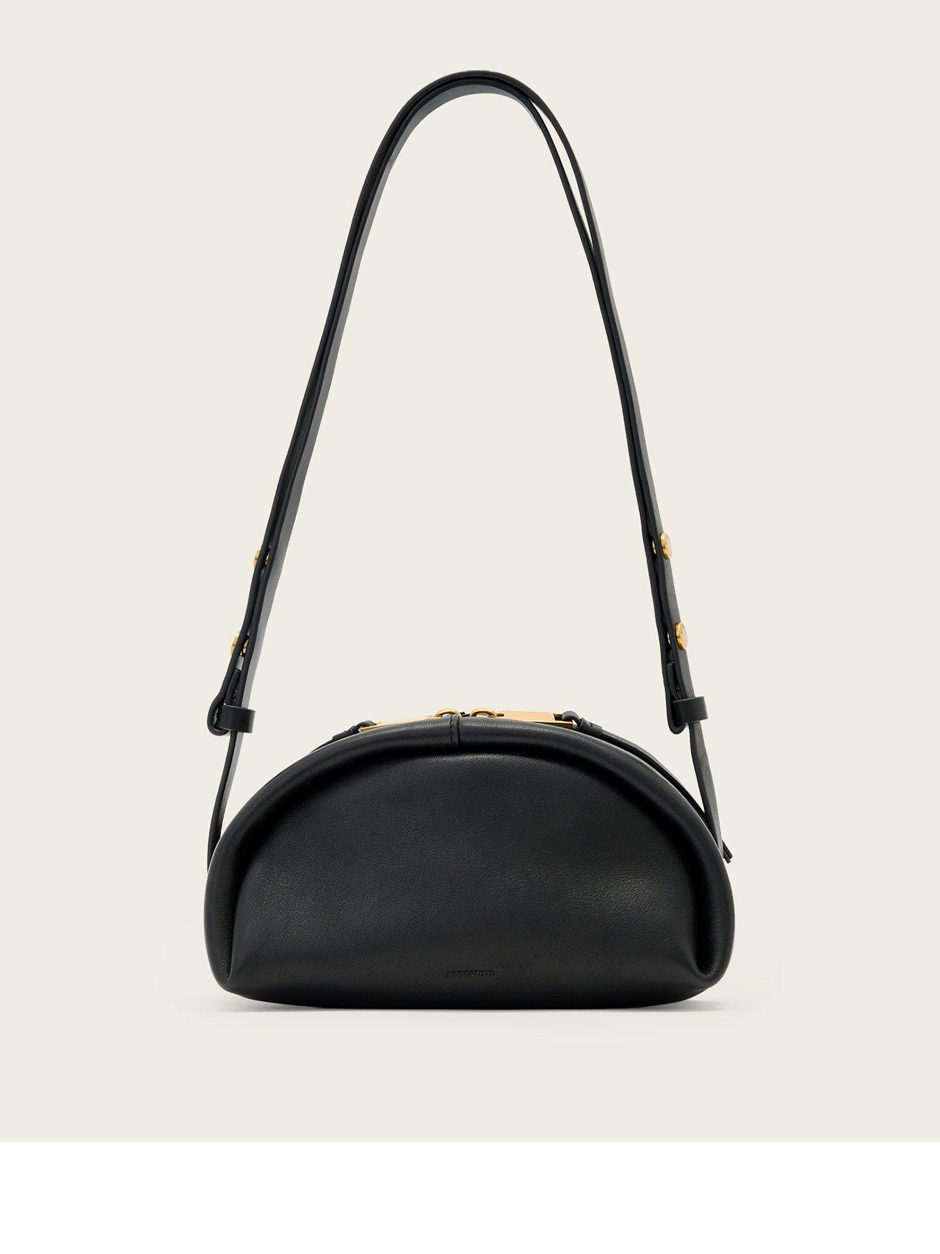 AllSaints Rosalie Arc Leather Cross Body Bag - Black