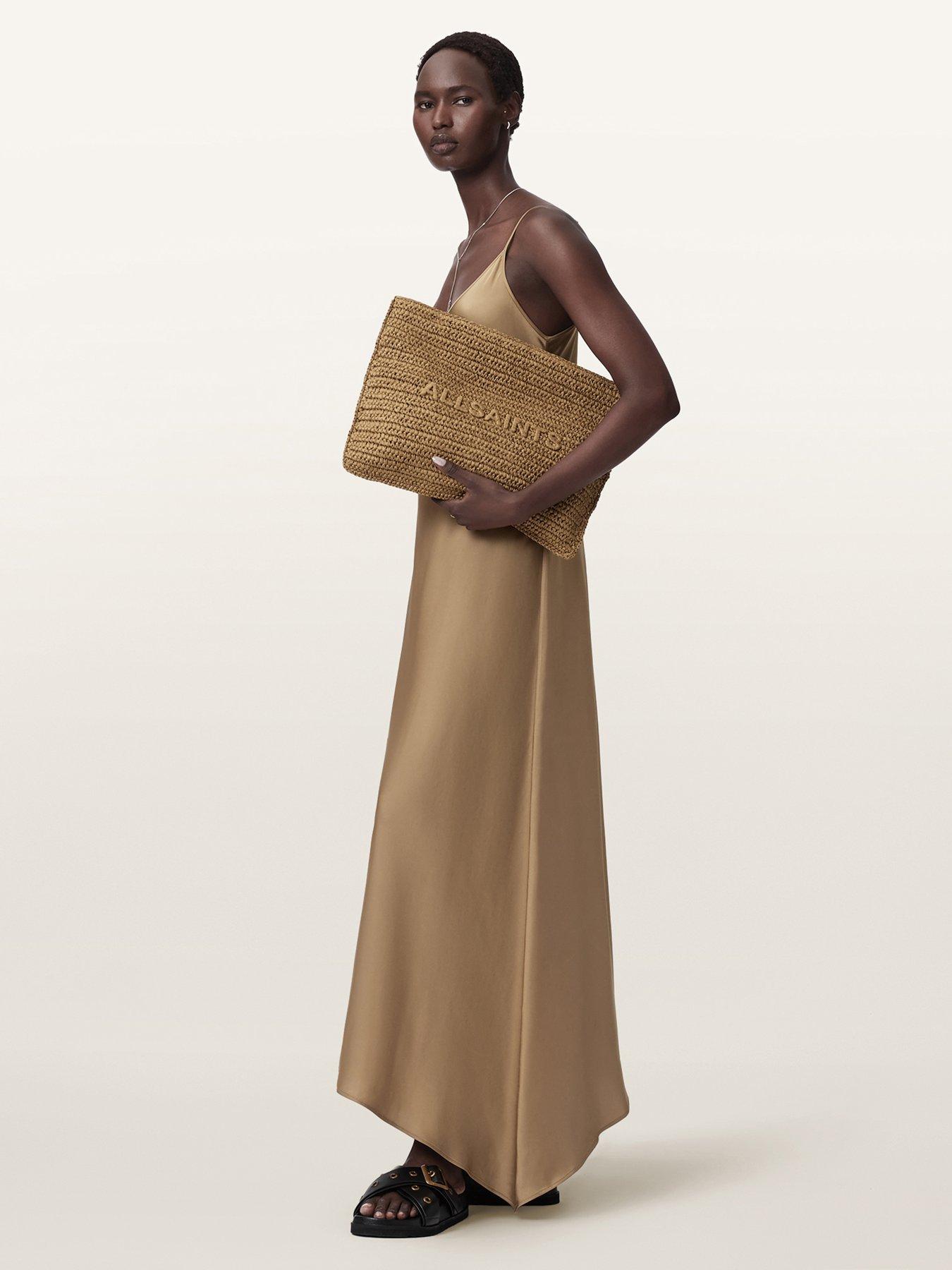 Image 4 of 5 of AllSaints Bettina Woven Clutch Bag - Brown