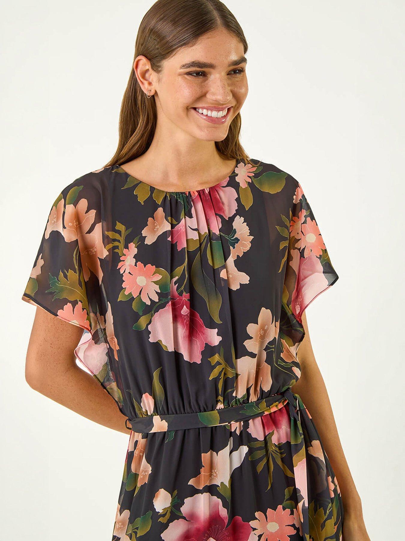 Image 3 of 5 of Roman Floral Split Sleeve Midi Dress